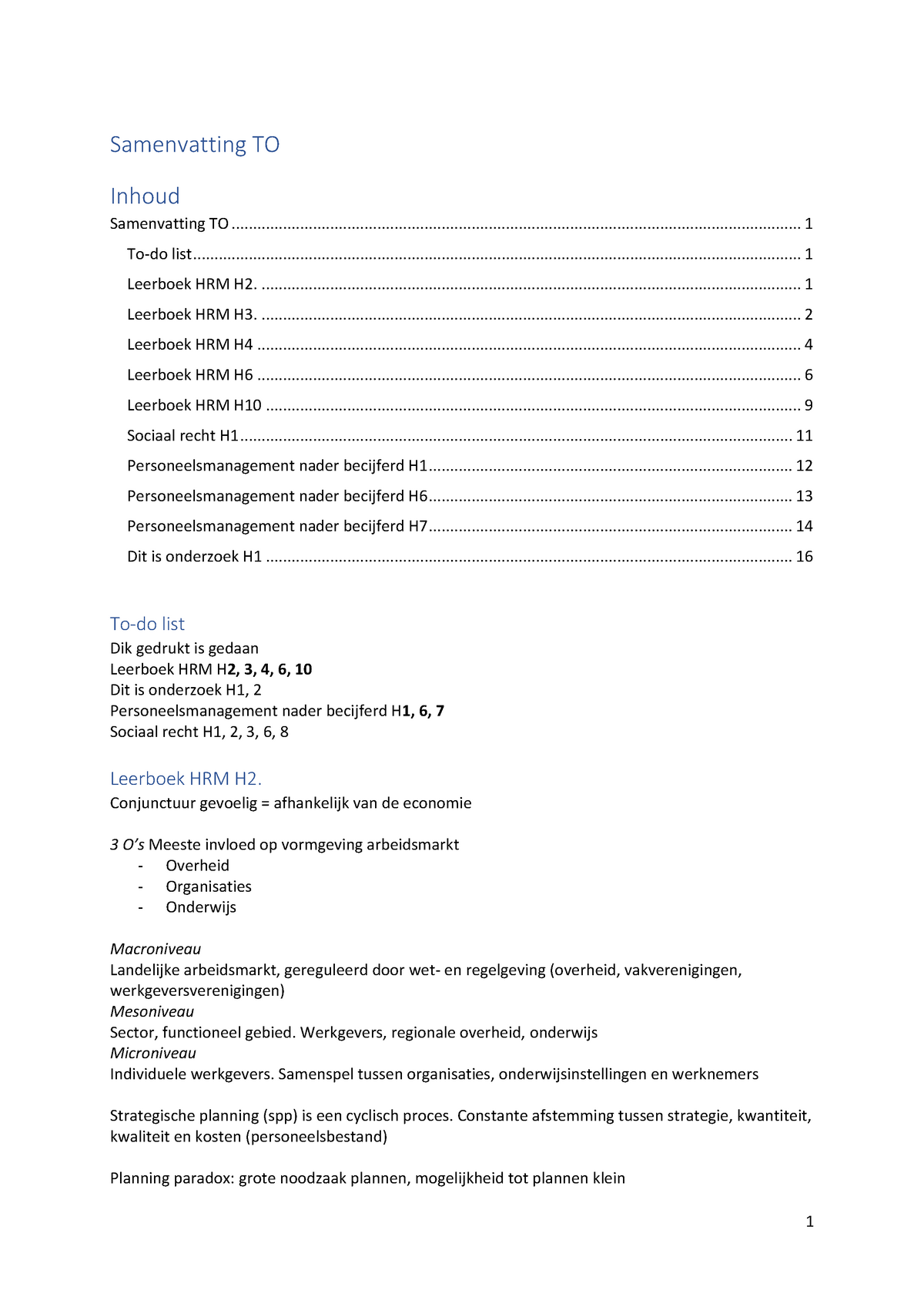 Samenvatting TO - - Studeersnel