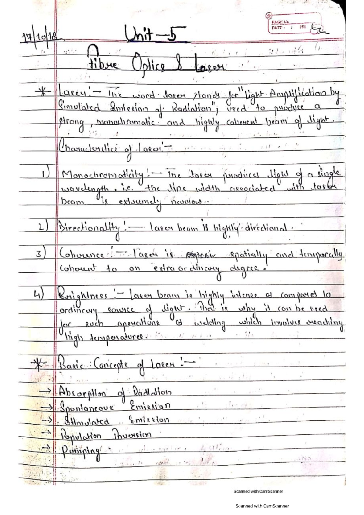 Laser 1 - physics notes - Engineering Physics/Engineering Chemistry ...