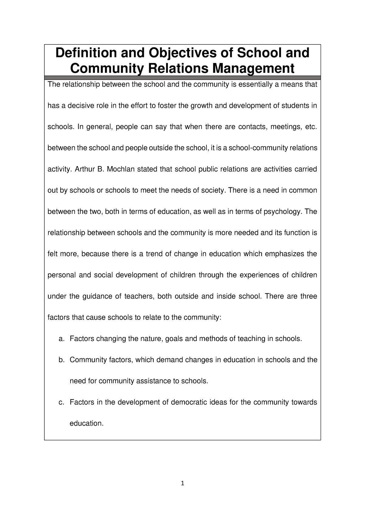 Definition And Objectives Of School And Community Relations Management ...