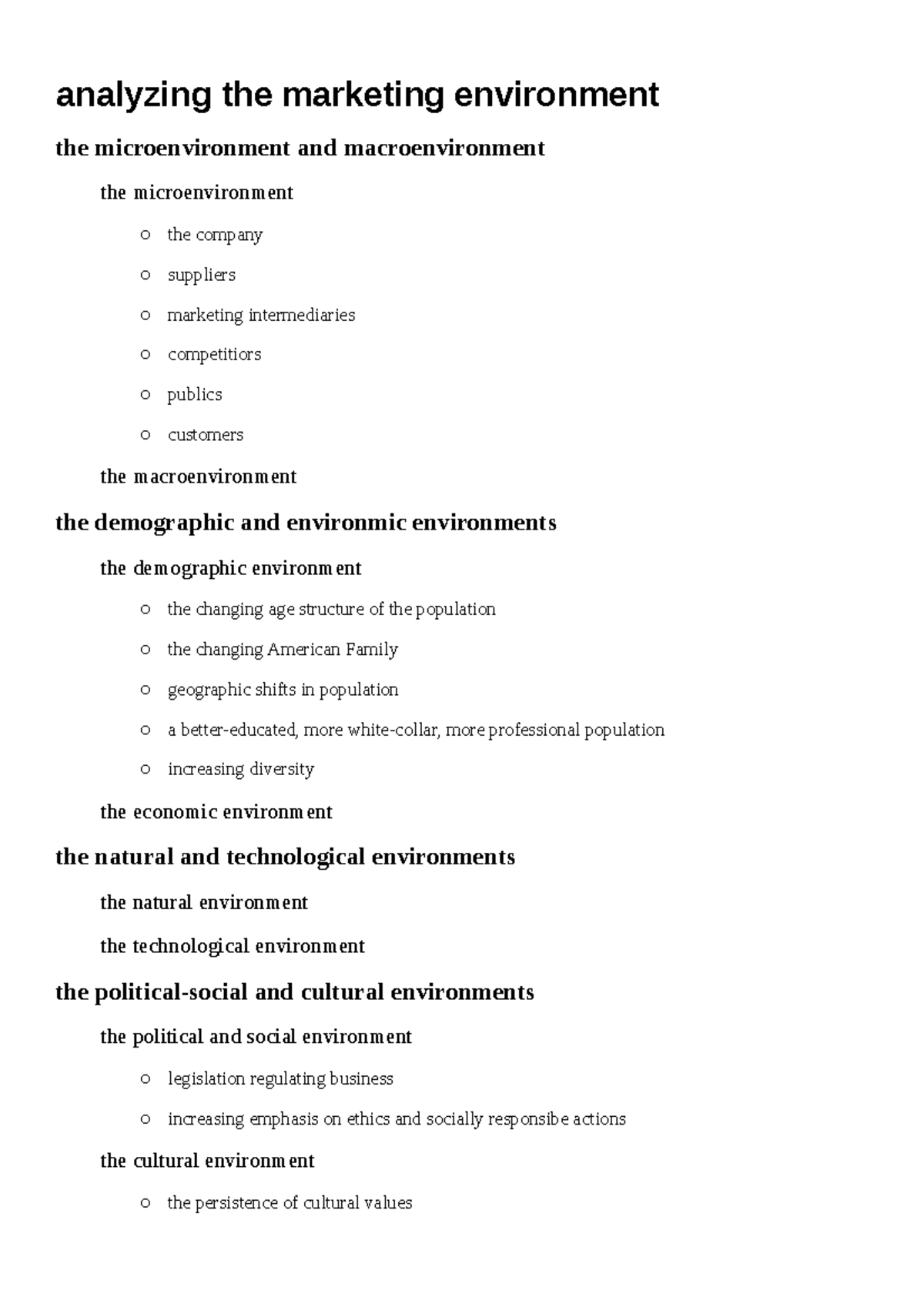 Chapter 3 analyzing the marketing environment - analyzing the marketing ...