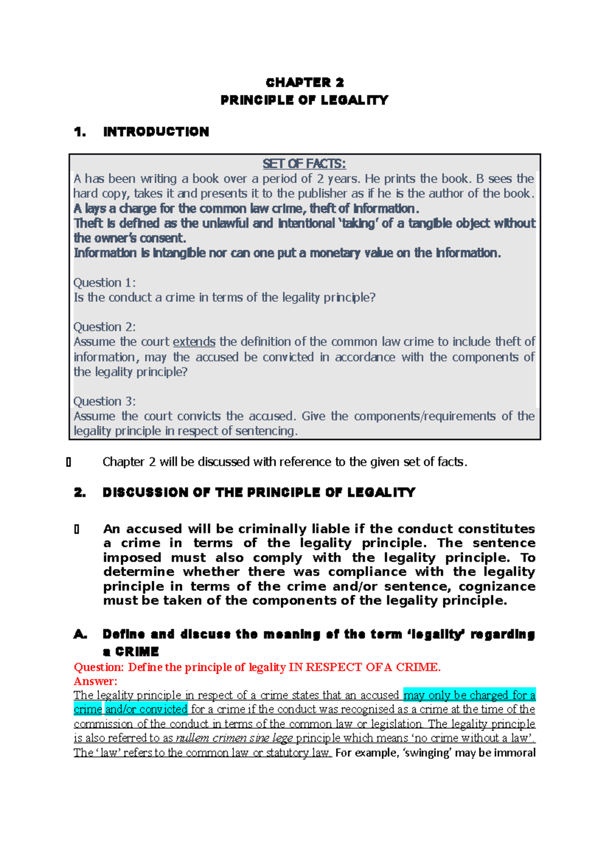 Chapter 2 complete class slides - CHAPTER 2 PRINCIPLE OF LEGALITY 1 ...