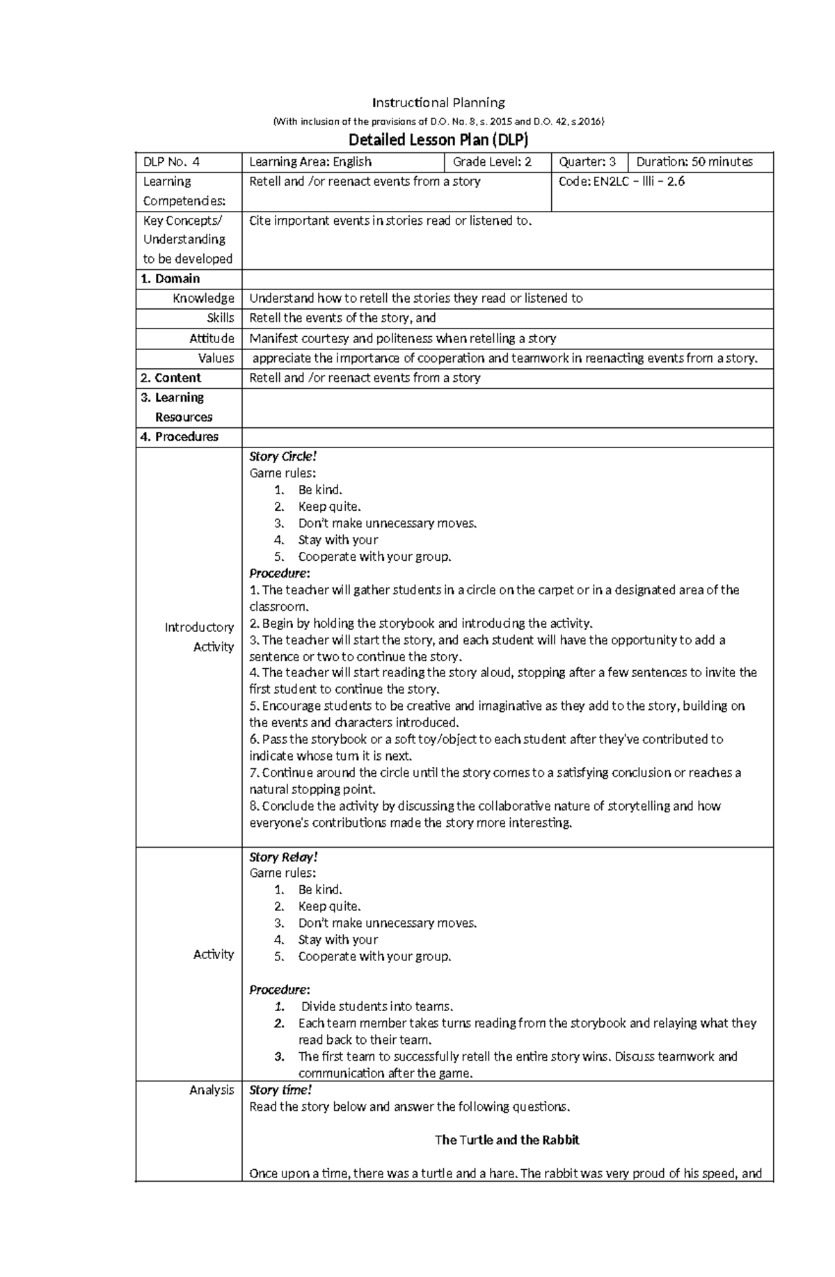 detailed lesson [plan - Instructional Planning (With inclusion of the ...