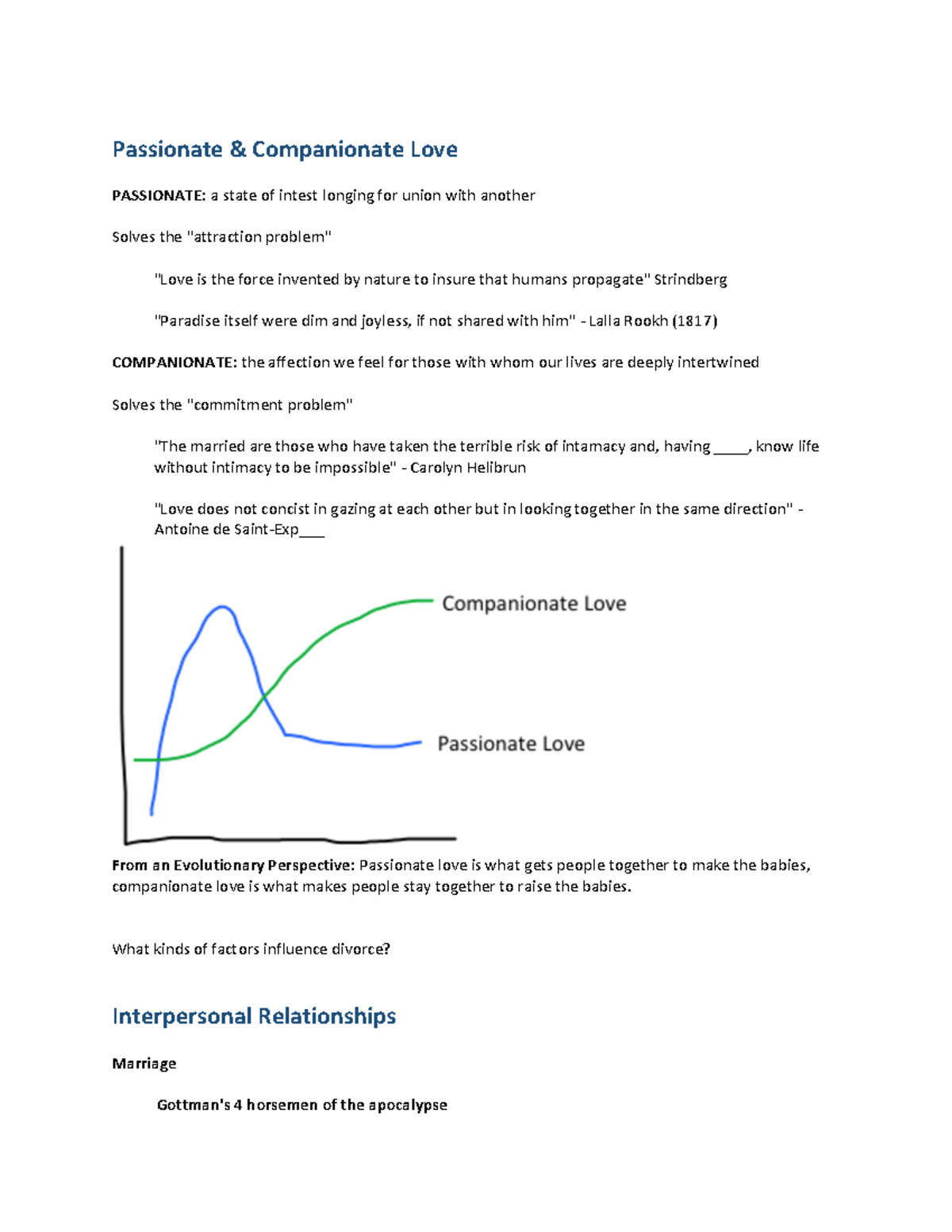 Relationships and Personality - Passionate Companionate Love PASSIONATE ...