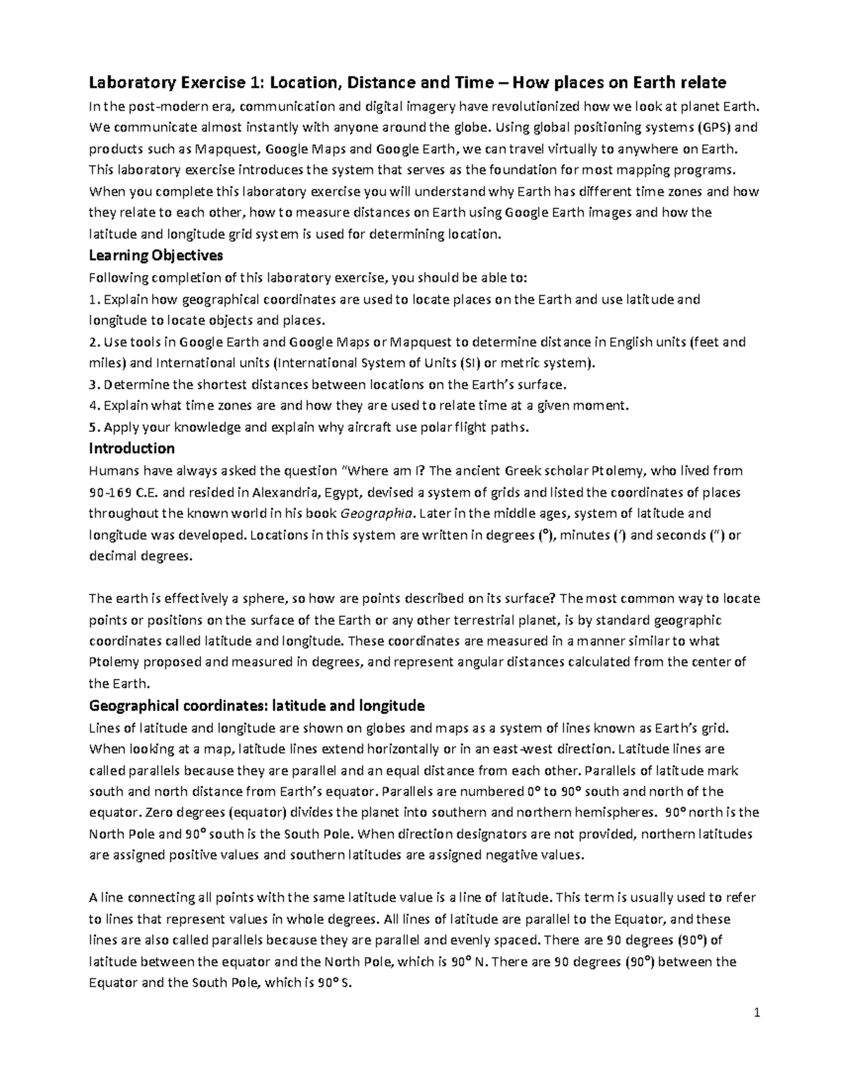 Laboratory Exercise 1 Loc Distance Time - Laboratory Exercise 1 ...