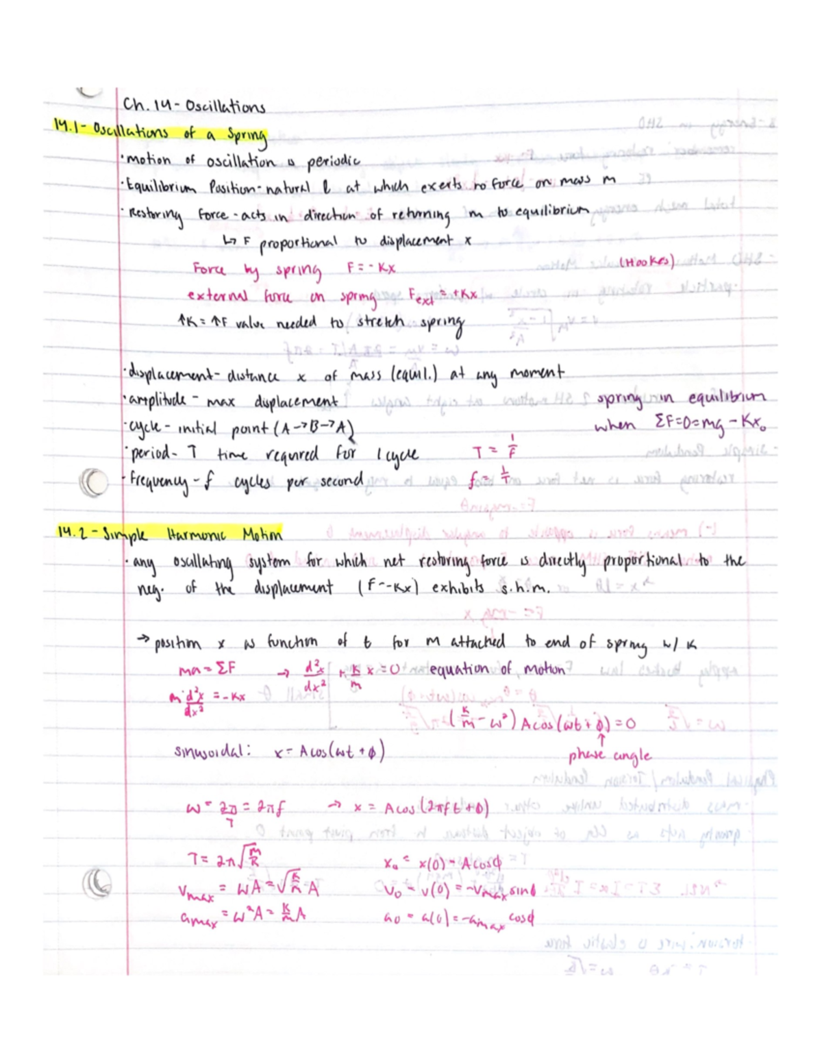 Ch14 Oscillations - Chapter 14 Of Physics For Scientists And Engineers 