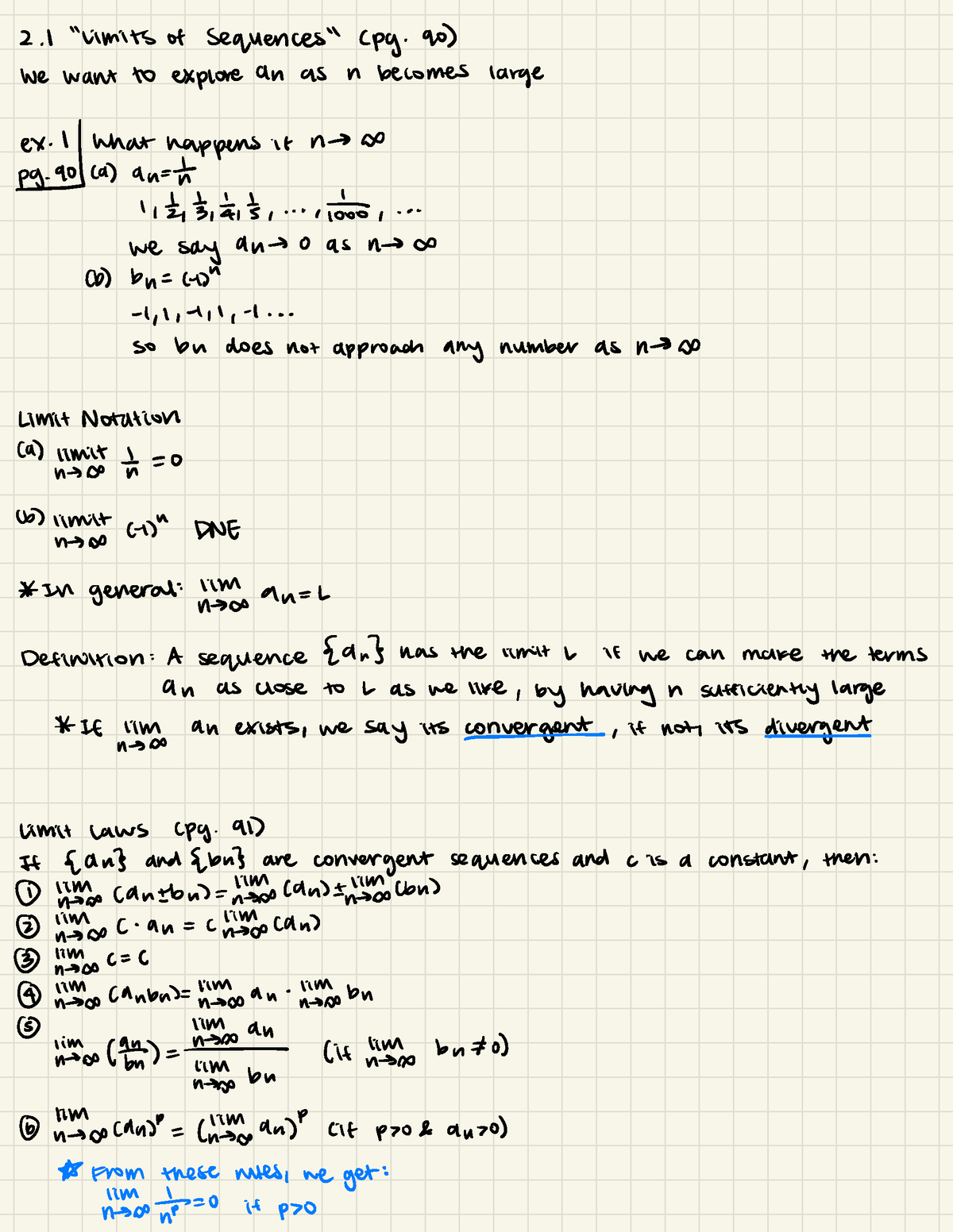 2.1 "Limits Of Sequences" (pg 1) [PART 1] - 2 "limits Of Sequences"(pg ...