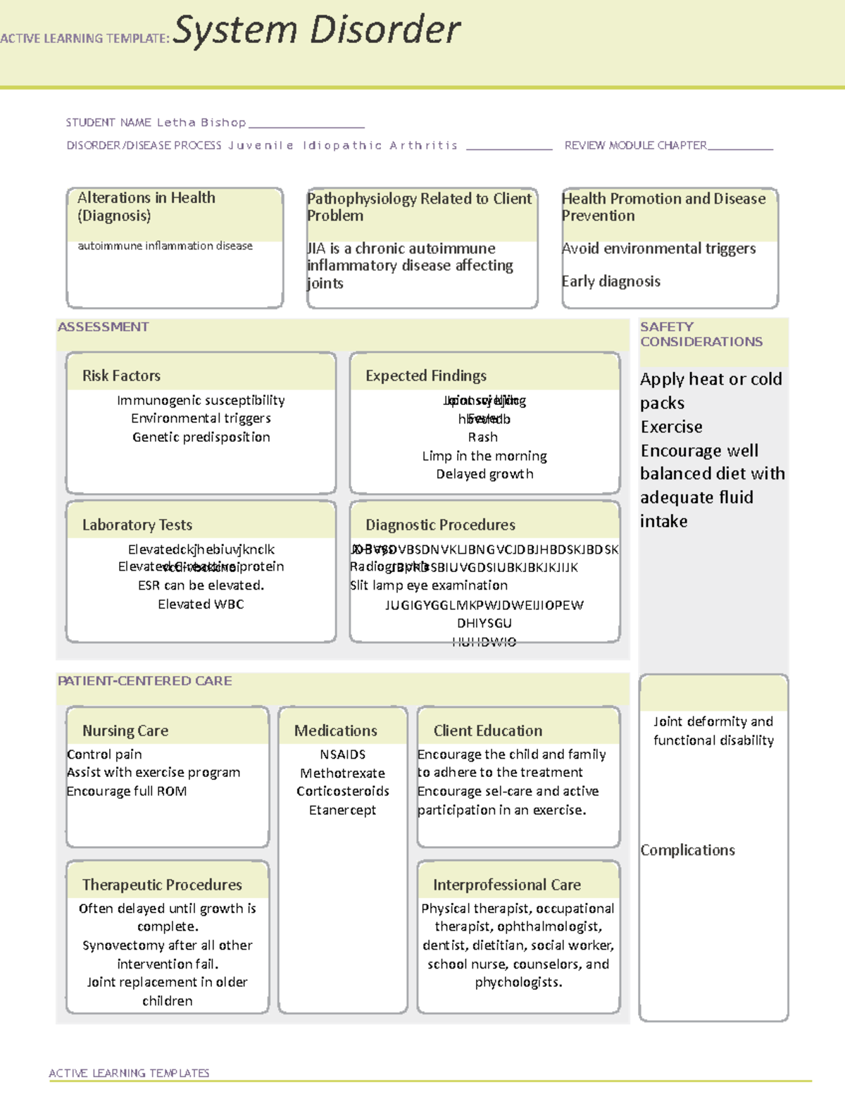 Active learning template for systems disorders 2 - Alterations in ...