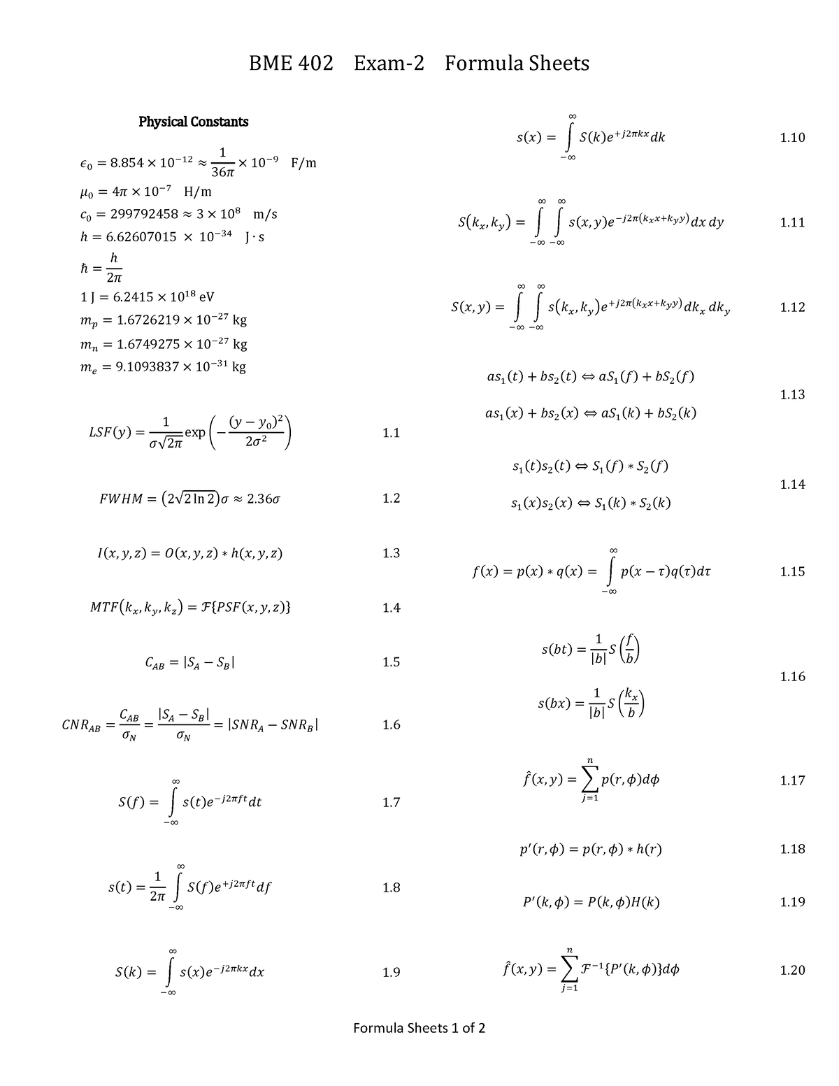 imaging-modality-formula-sheet-formula-sheets-1-of-2-bme-402-exam-2