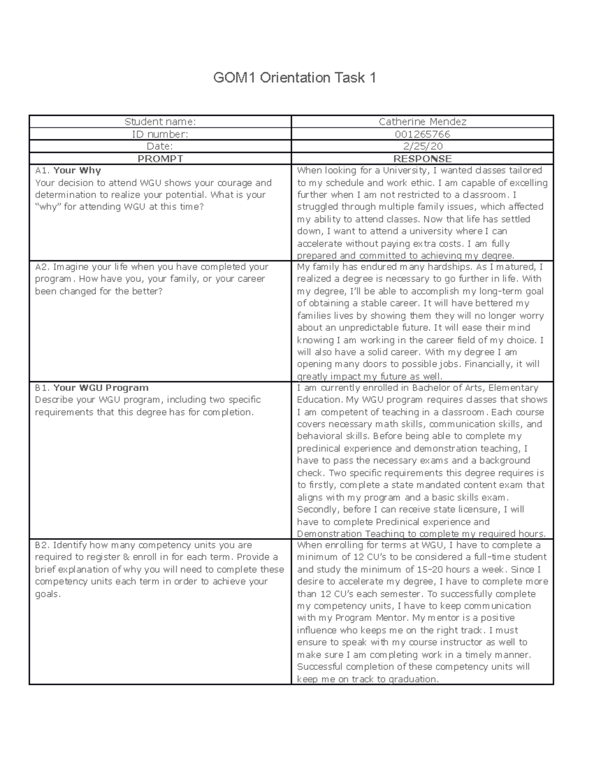 orientation worksheet assignment box