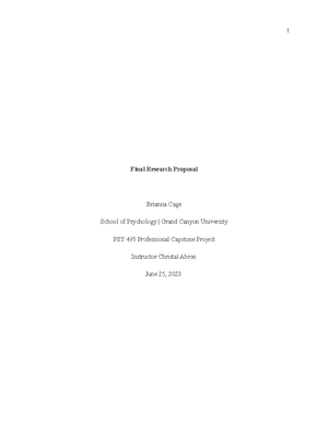 PSY 495 Final Paper Template - Title of Research Proposal Student Name ...