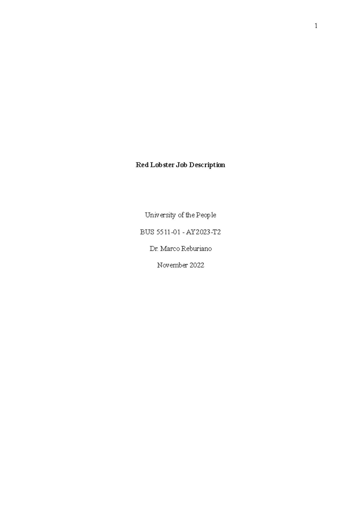 Red Lobster Job Description Studocu