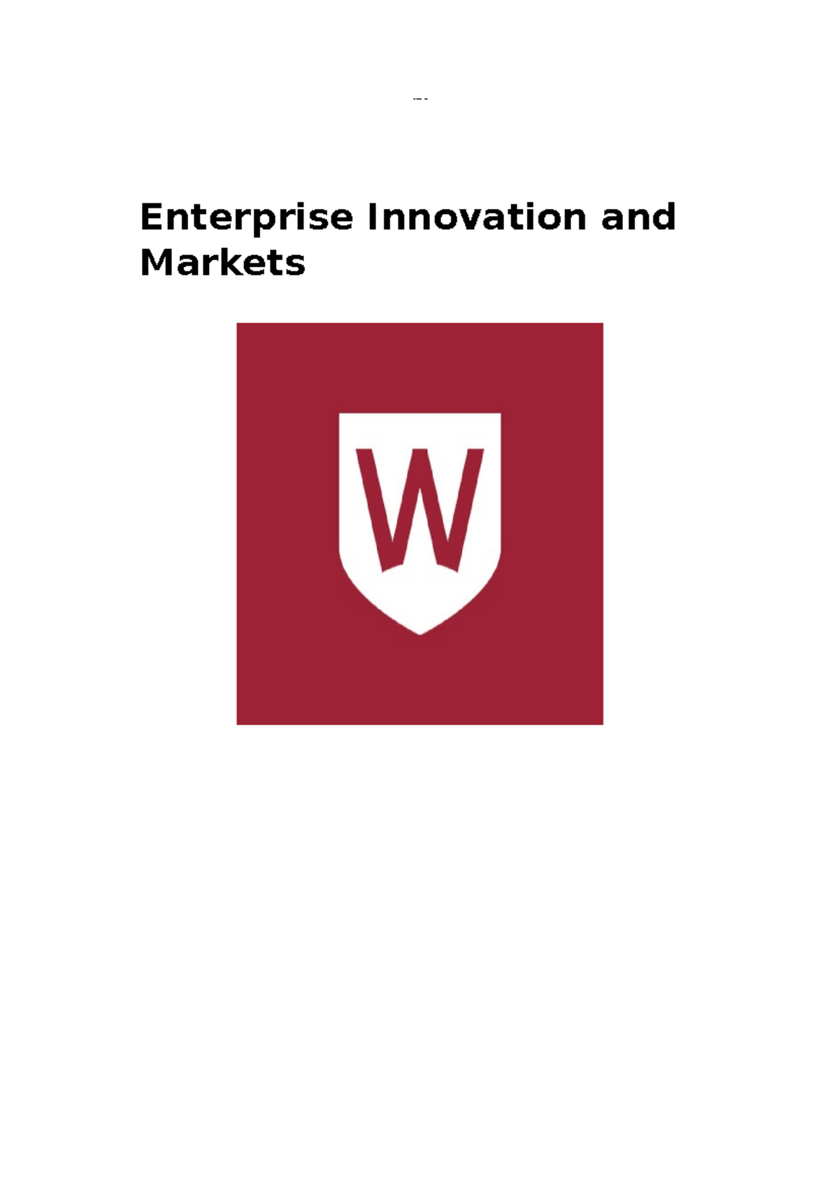 EIM - good - Enterprise Innovation and Markets Enterprise Innovation