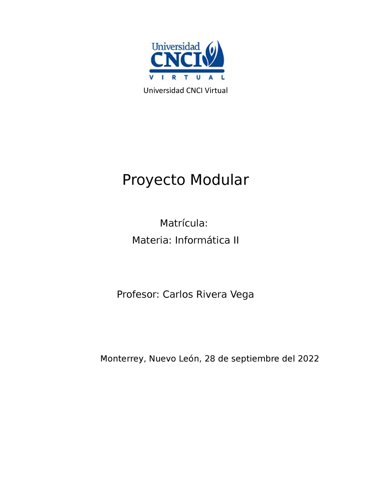 Proyecto Modular Informatica 2 - Universidad CNCI Virtual Proyecto ...