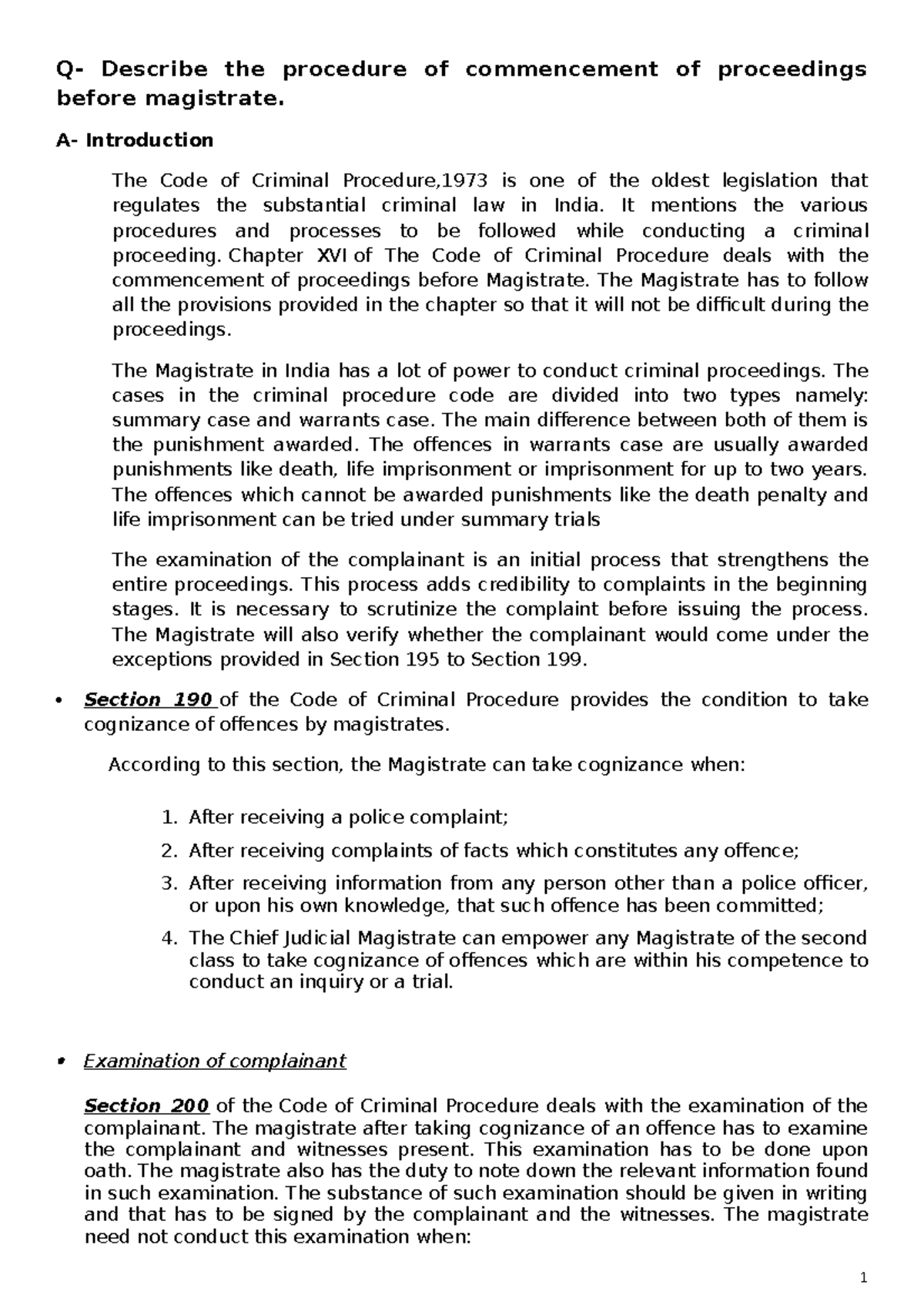 Crpc 4 - Please Read Its New - Q- Describe The Procedure Of ...