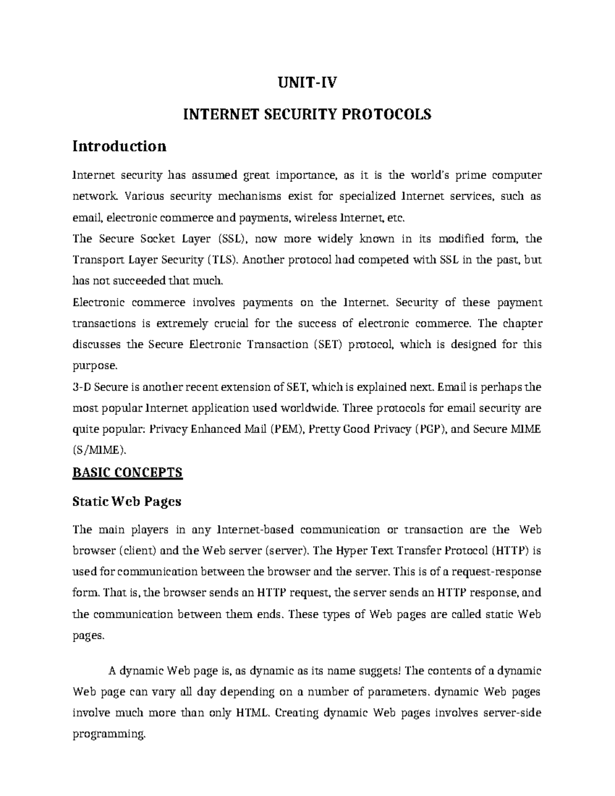 Unit-IV Internet Security Protocols (1) - Introduction UNIT-IV INTERNET ...
