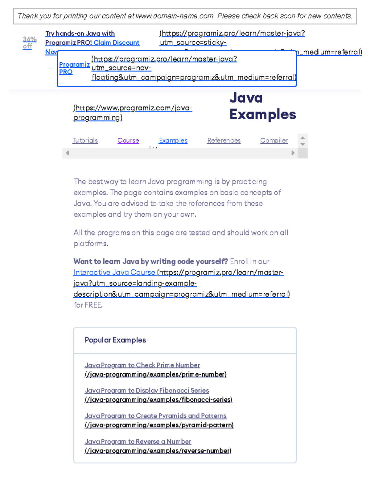 Java Examples Programiz - (hps:programiz/java- programming) Java ...