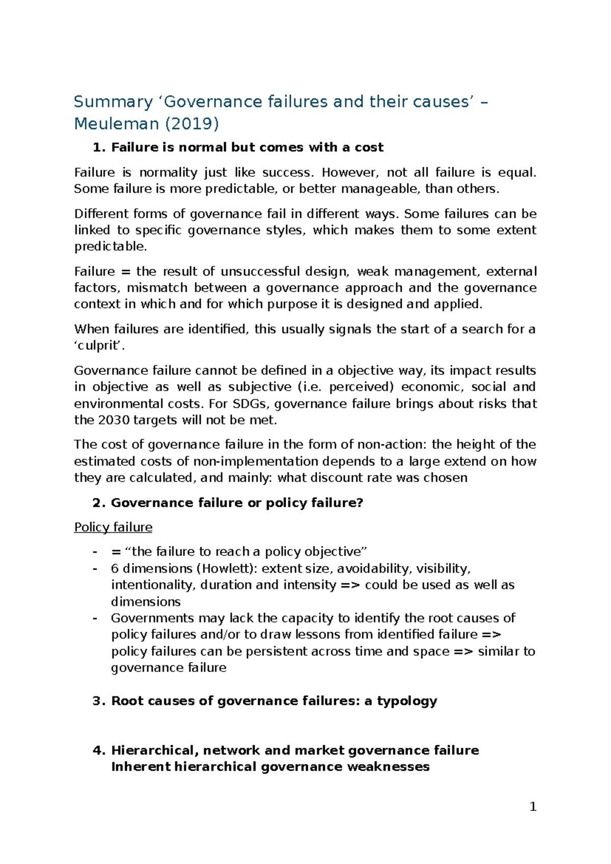 SV Governance failures and their causes - Meuleman 2019 - Summary ...