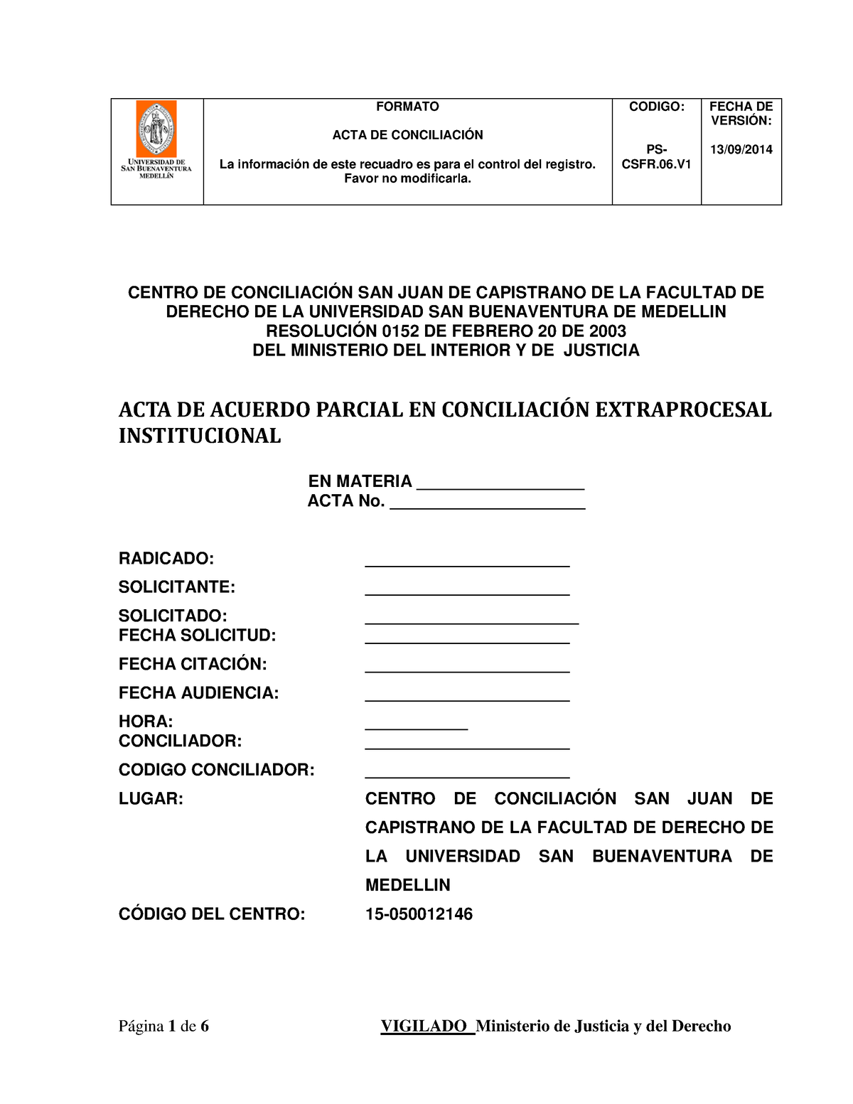 Acta Conciliacion - FORMATO ACTA DE CONCILIACIÓN La Información De Este ...