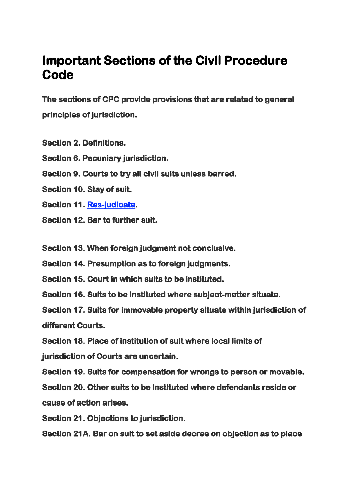 important-sections-of-the-civil-procedure-code-important-sections-of