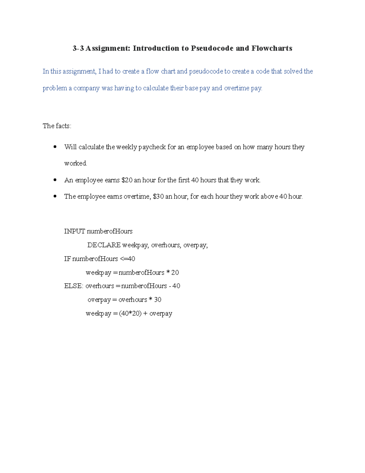 3 3 assignment introduction to pseudocode and flowcharts chegg