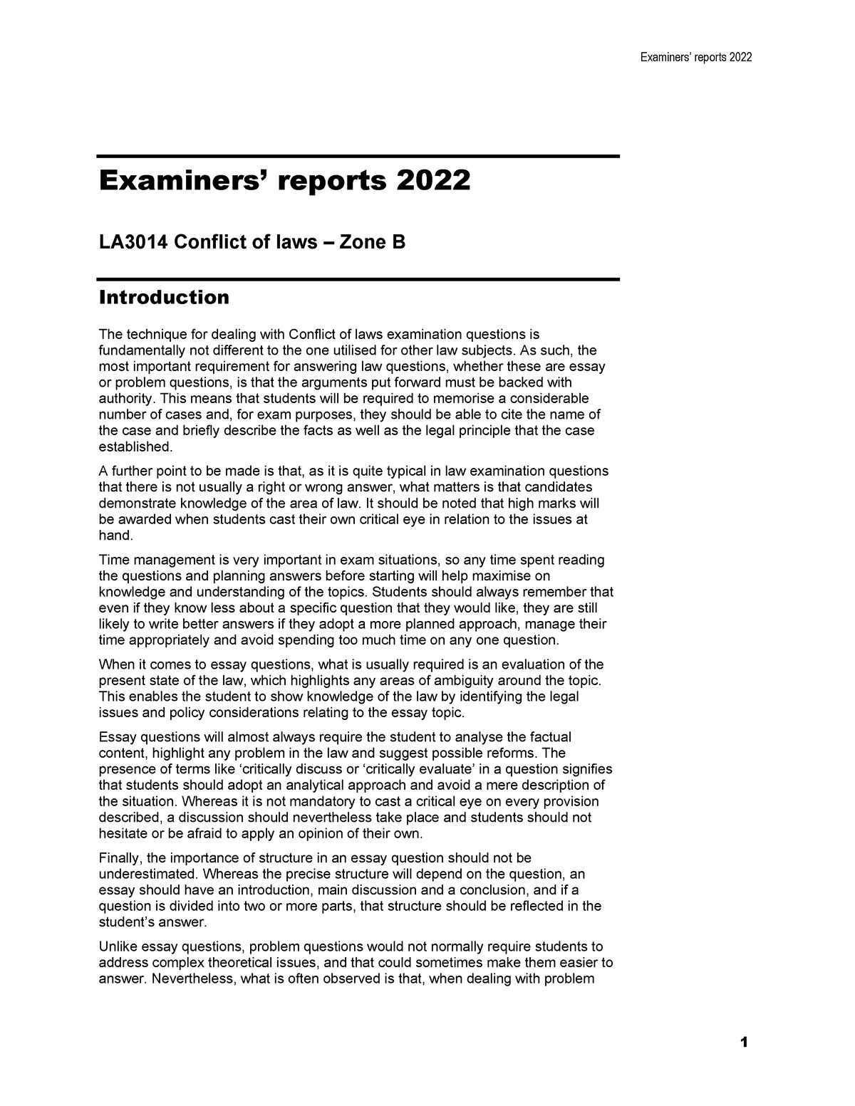 Conflict Report 2022 B - Examiners’ Reports 2022 Examiners’ Reports ...