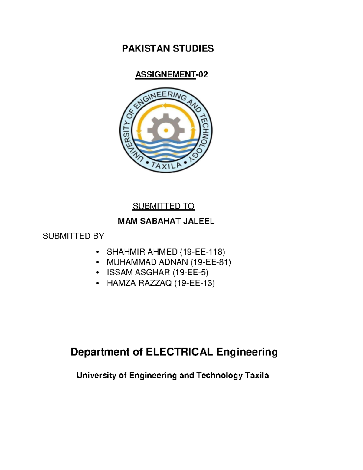 Pakistan Studies Group Assingment-1 - PAKISTAN STUDIES ASSIGNEMENT- 02 ...