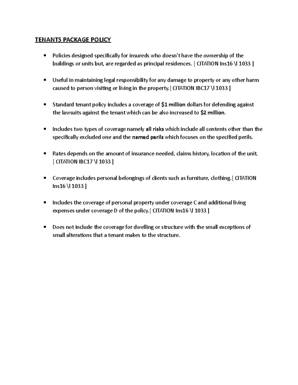 Group presentation asgmt-property - TENANTS PACKAGE POLICY Policies ...