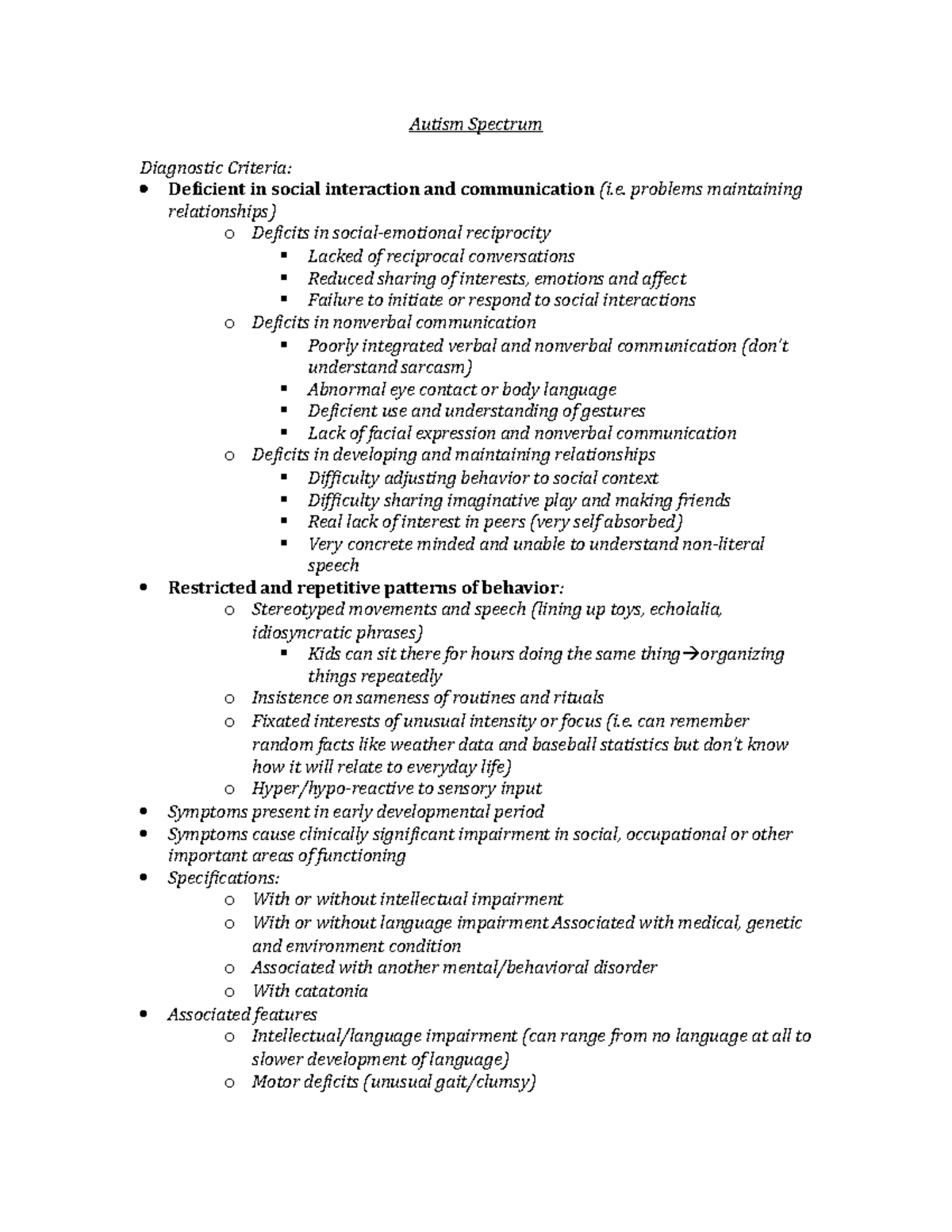 Lecture notes, lectures 2 - Autism Spectrum - Autism Spectrum ...