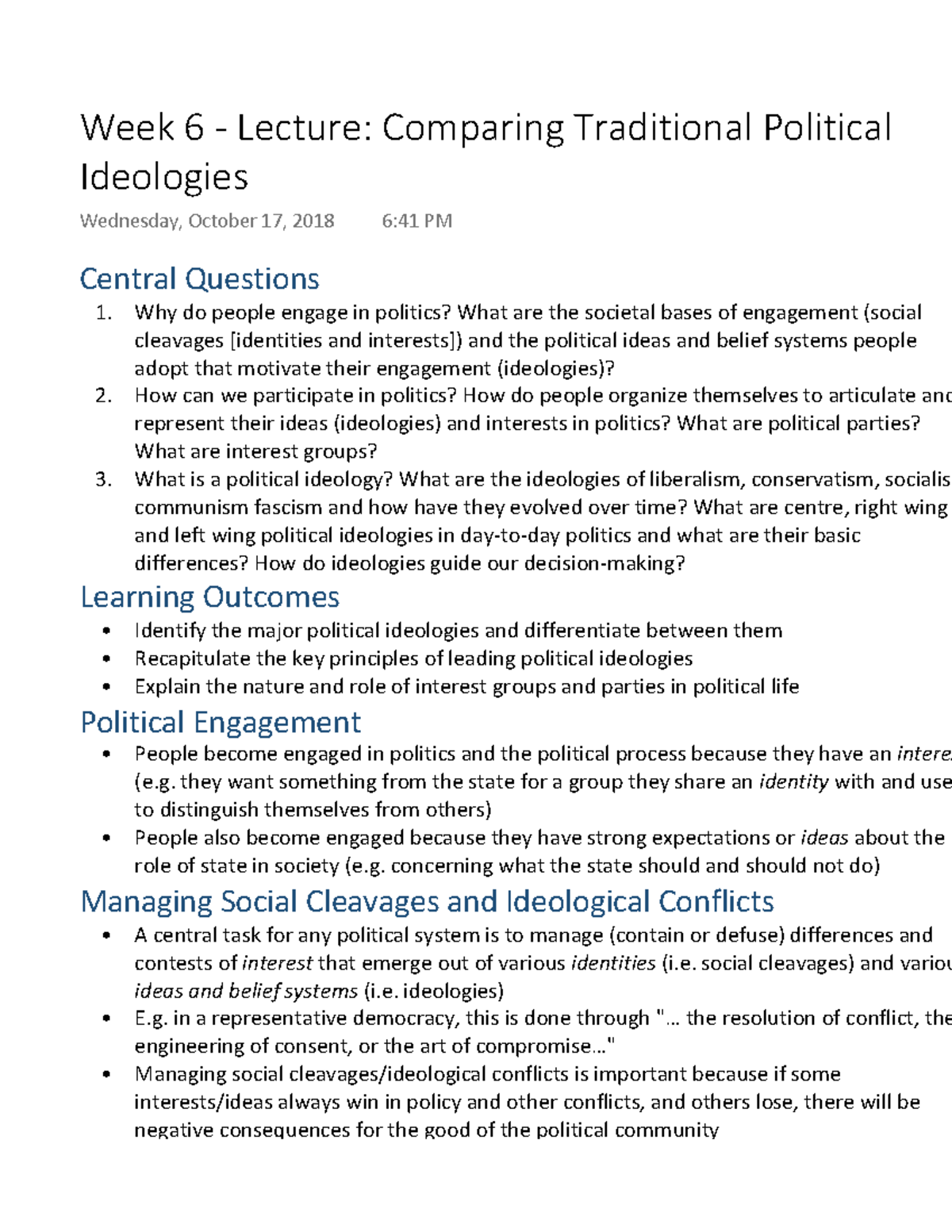 political ideologies comparison essay