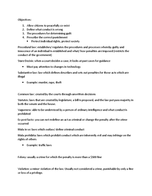 Chapter 1 notes (law) - Chapter 1: Defining Crime 1. Criminal Law ...