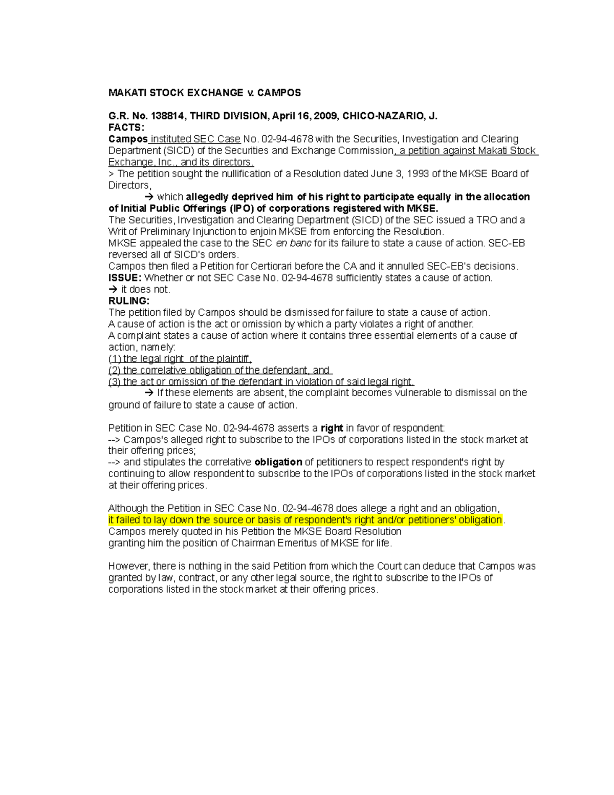 Makati Stock Exchange v Corporation Law UE Studocu