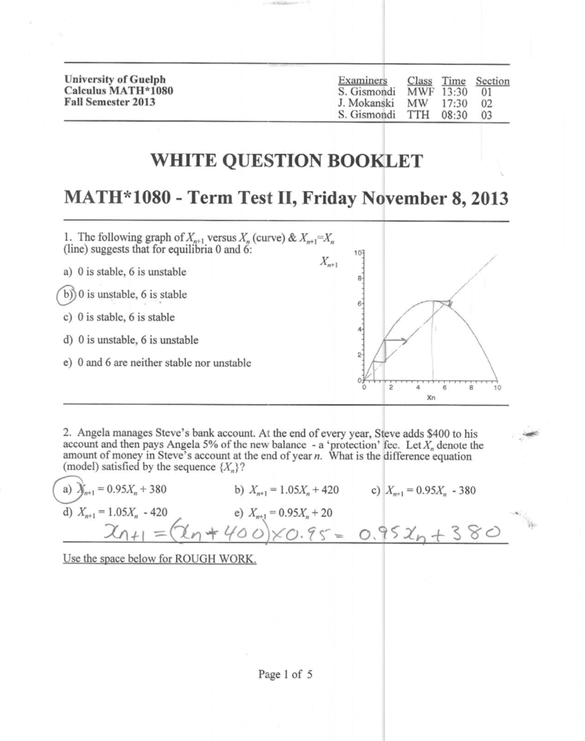 Sample/practice exam 8 November 2013, questions and answers - MATH 1080 ...
