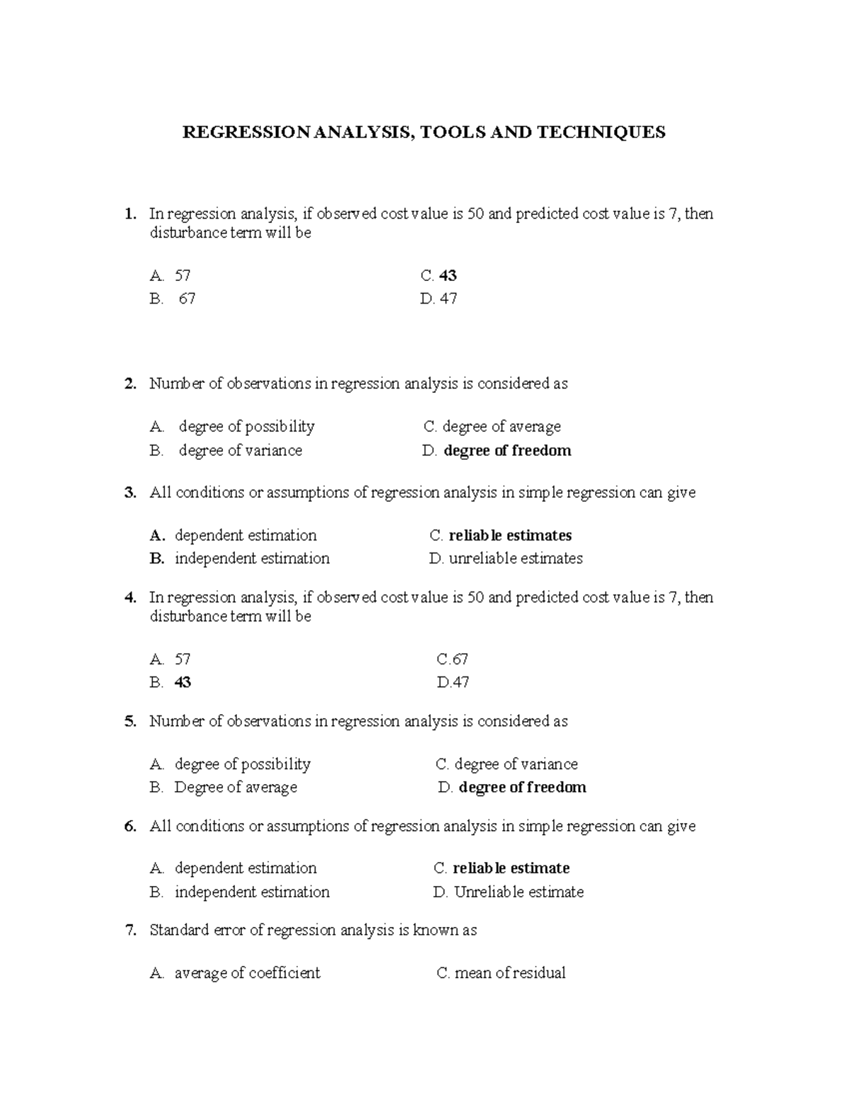 Regression Analysis Tools