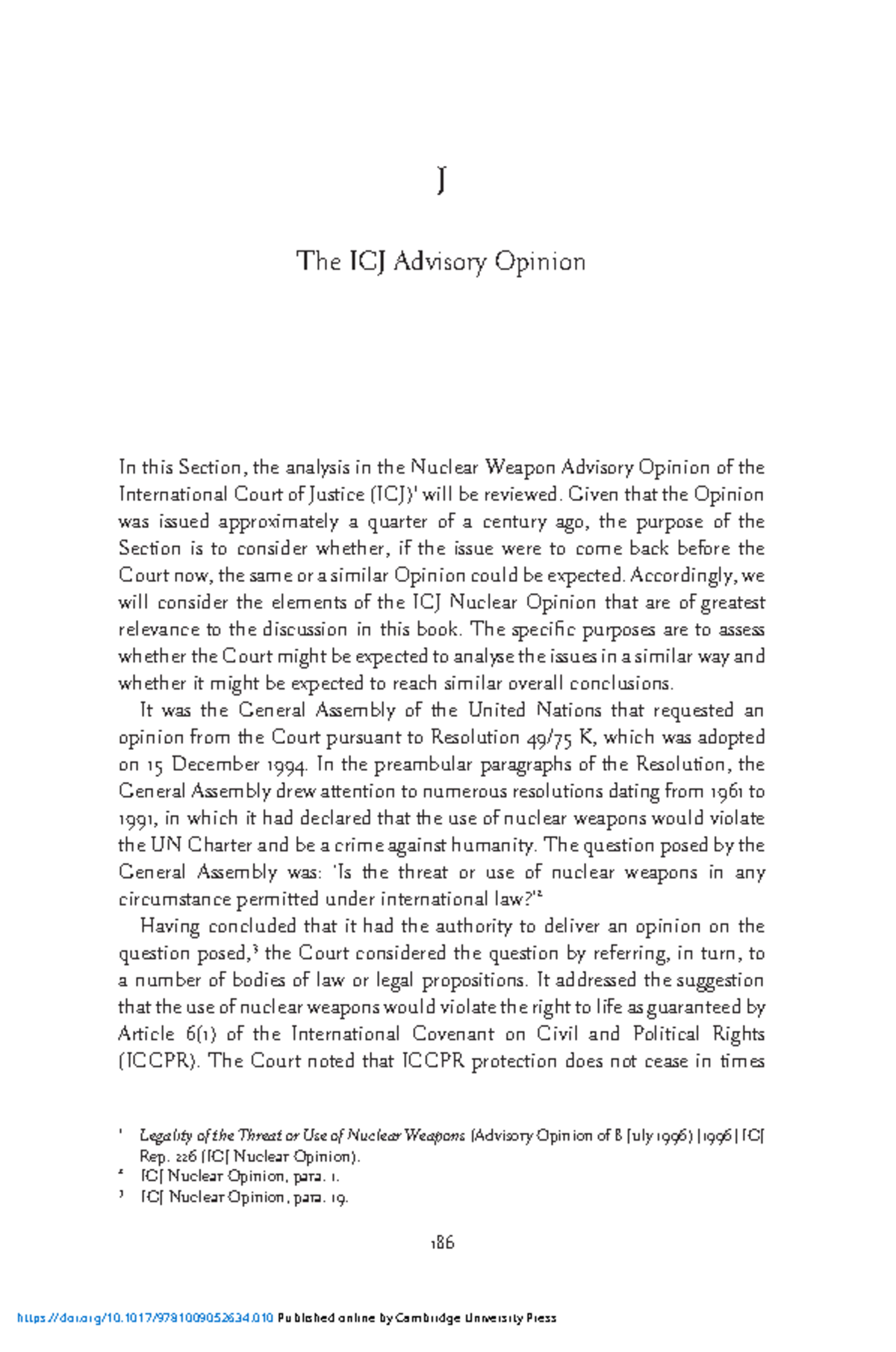 Analysis of the ICJ Advisory Opinion on the Nuclear Weapons under the ...