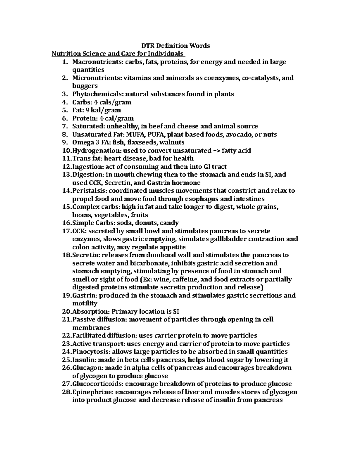 DTR Definition Words - DTR Definition Words Nutrition Science and Care ...