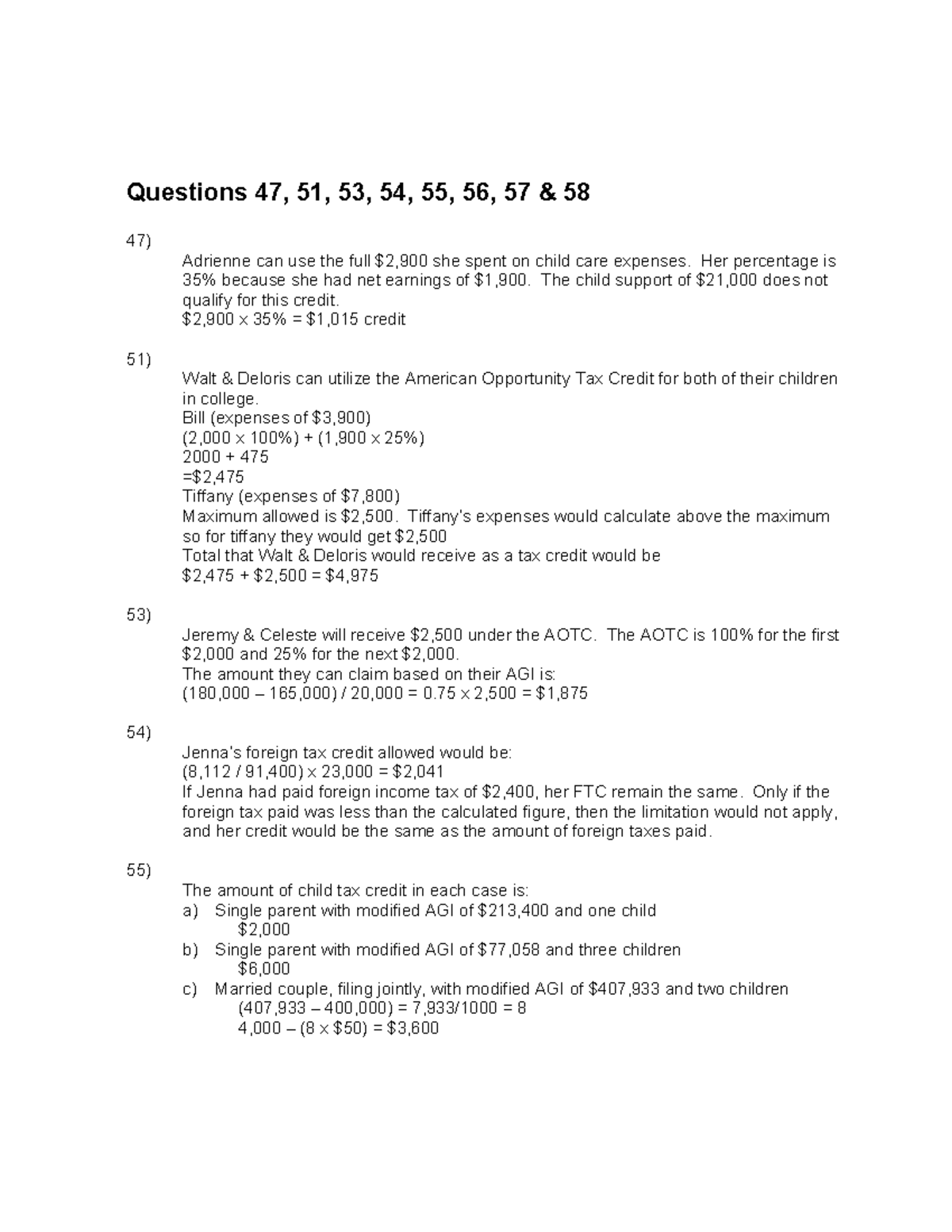 Unit 6 Assignment 1 - Questions 47, 51, 53, 54, 55, 56, 57 & 58 47 ...