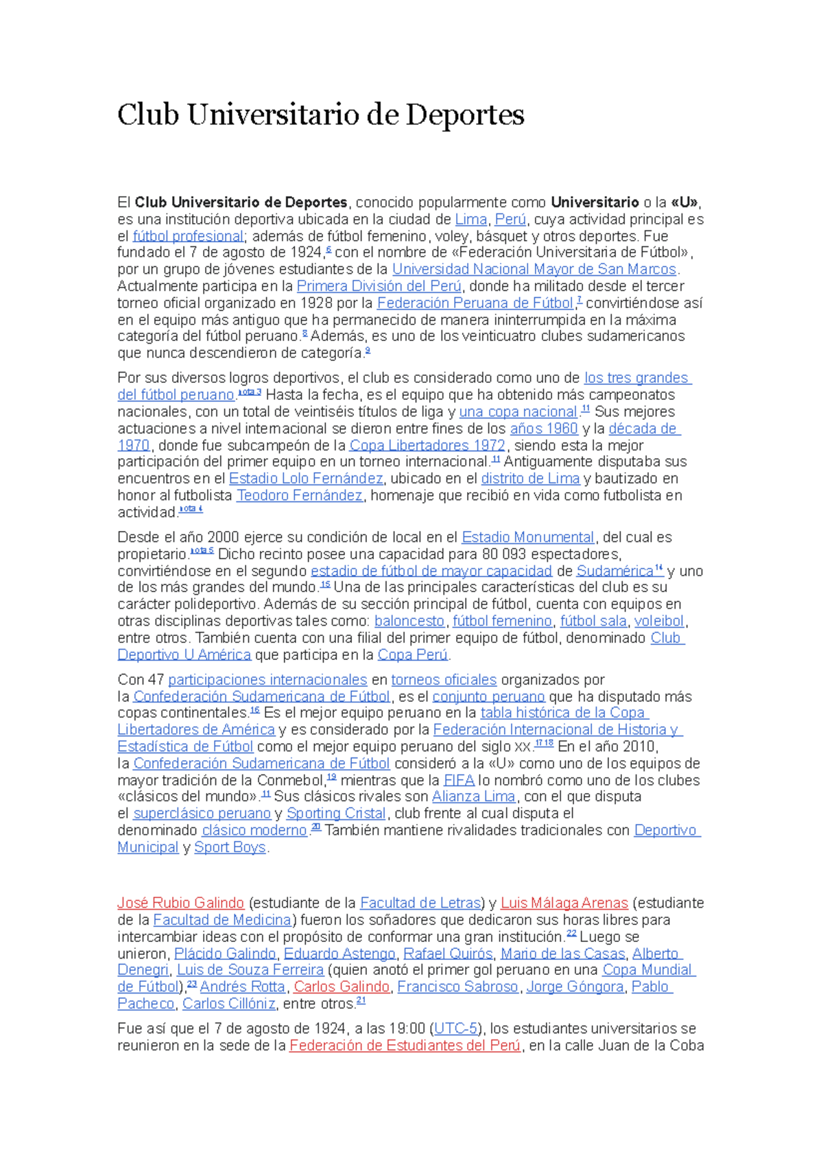 Club Universitario de Deportes Fue fundado el 7 de agosto de 1924, 6