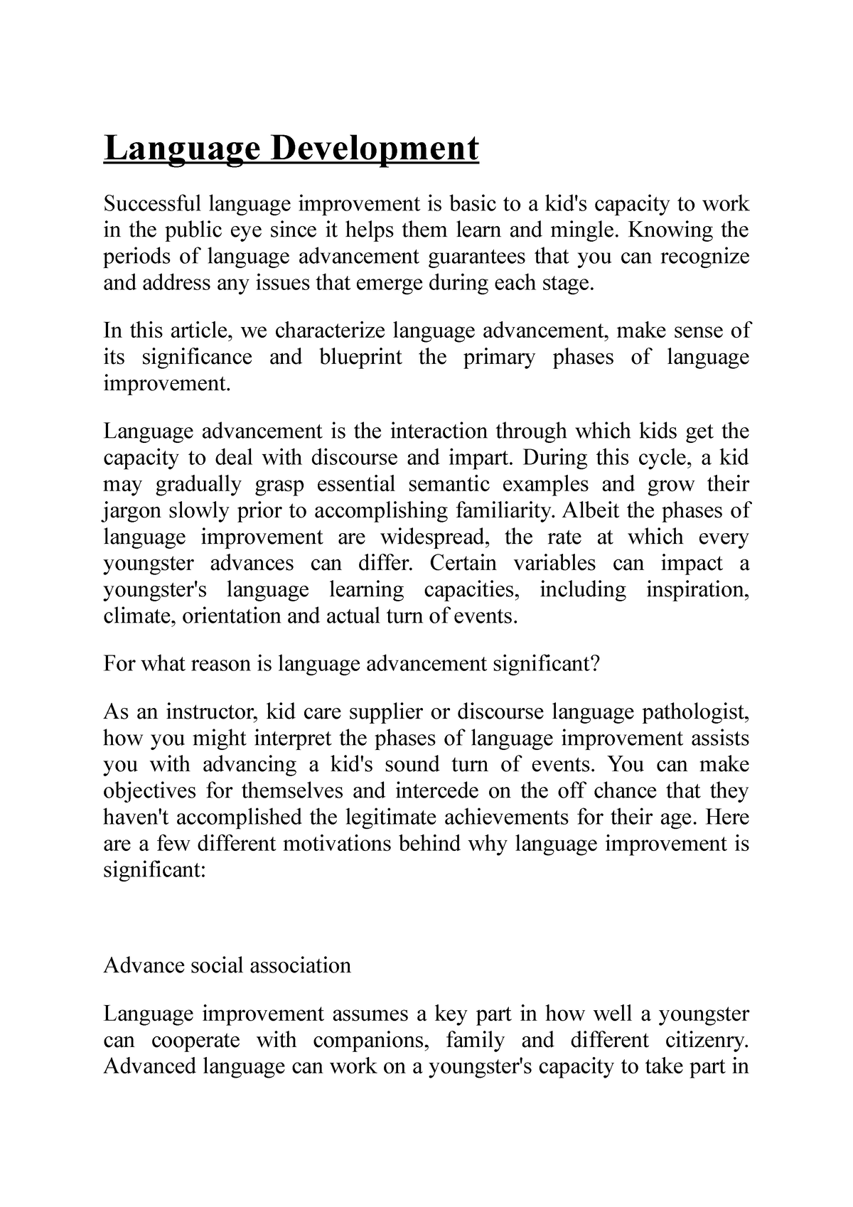 research paper on language development