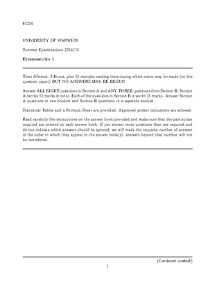 Handout 1 Time Series Models - EC226 (Term 2: Handout 1) 1 TIME TRENDS ...