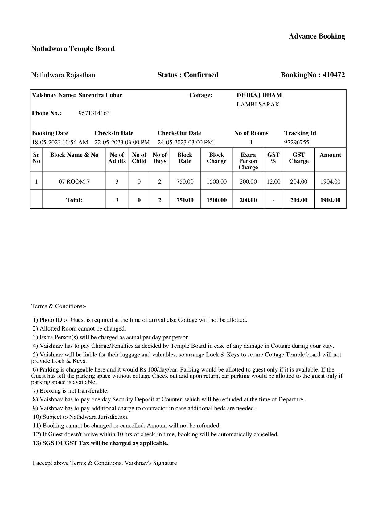 Cottage Booking Receipt - Ba Honours History - Delhi University - Studocu