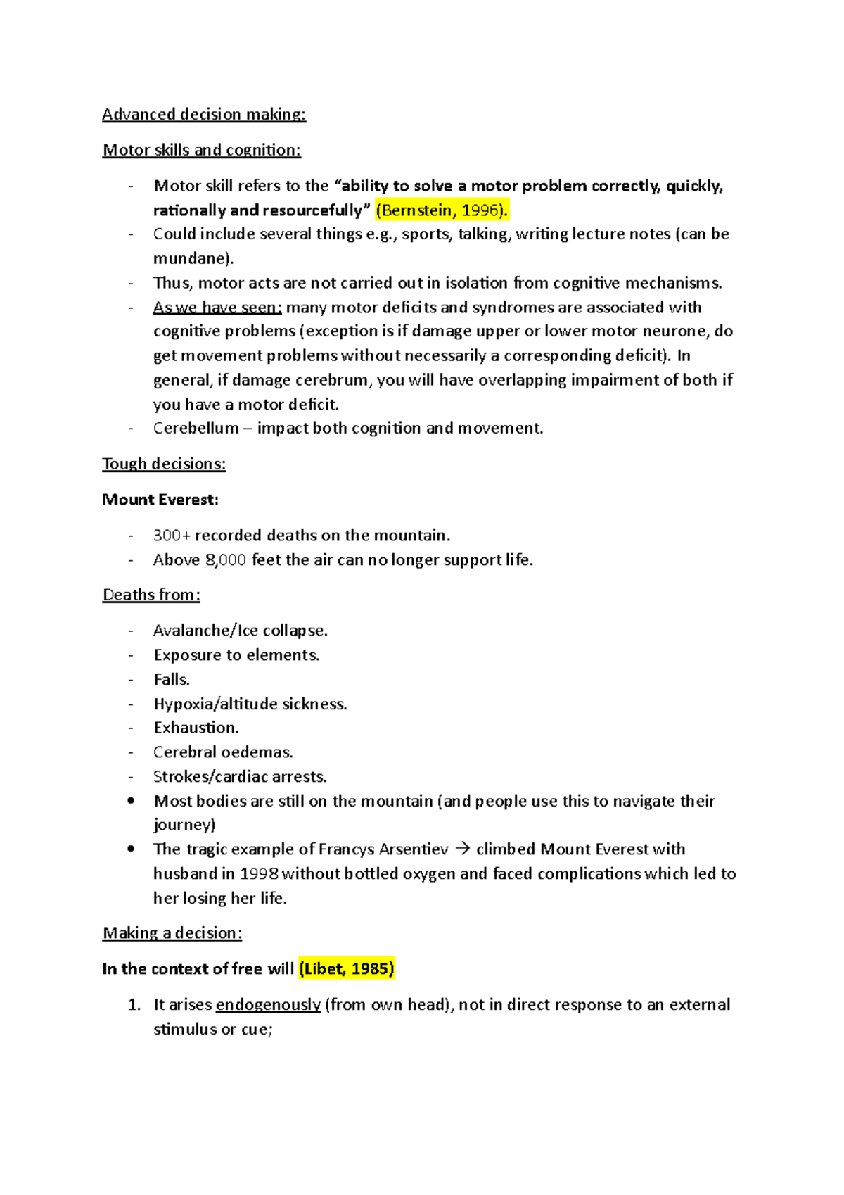Advanced decision making - 26-10-22 - Advanced decision making: Motor ...