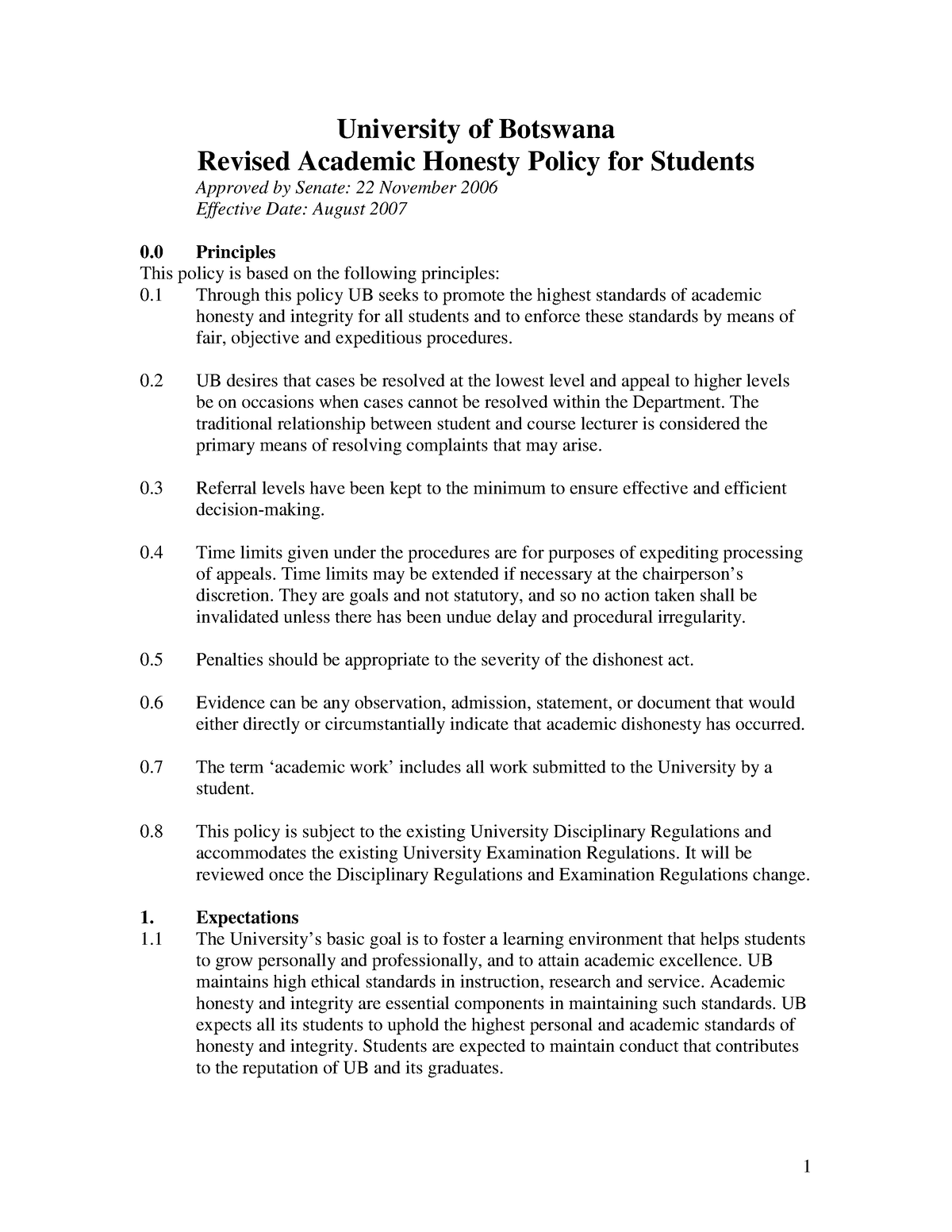 academic honesty in coursework policy 2015