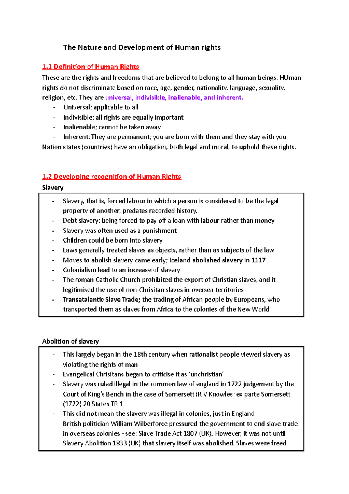Human Rights - Legal Studies - The Nature and Development of Human ...