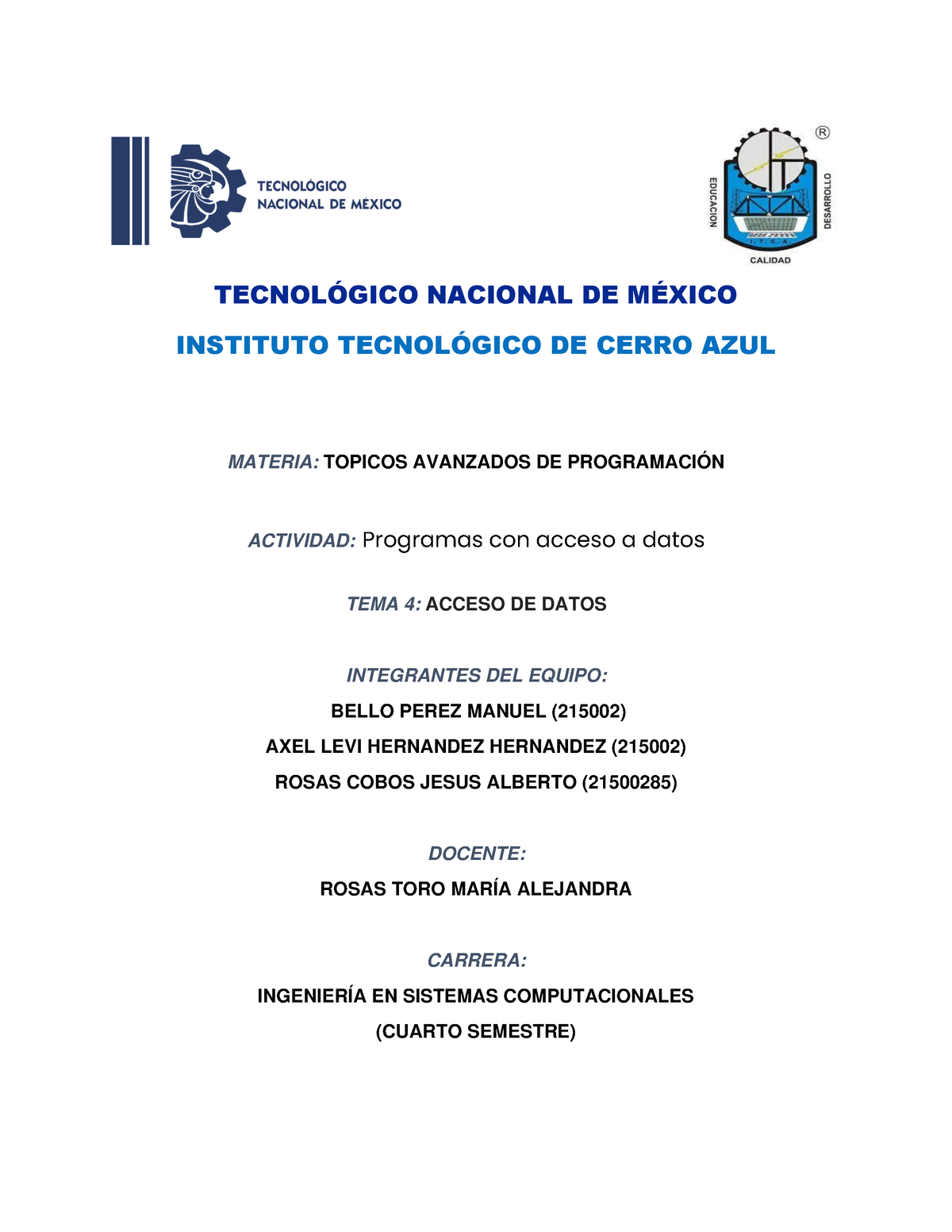 TAPT4A2 Reporte - TECNOL”GICO NACIONAL DE M.. INSTITUTO TECNOL”GICO DE ...