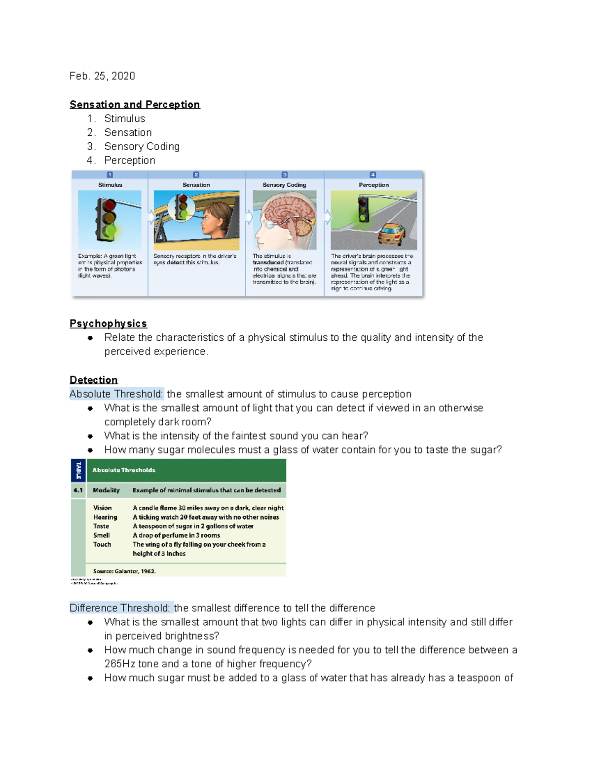 Chapter 5 Lecture Notes - Feb. 25, 2020 Sensation and Perception 1 ...