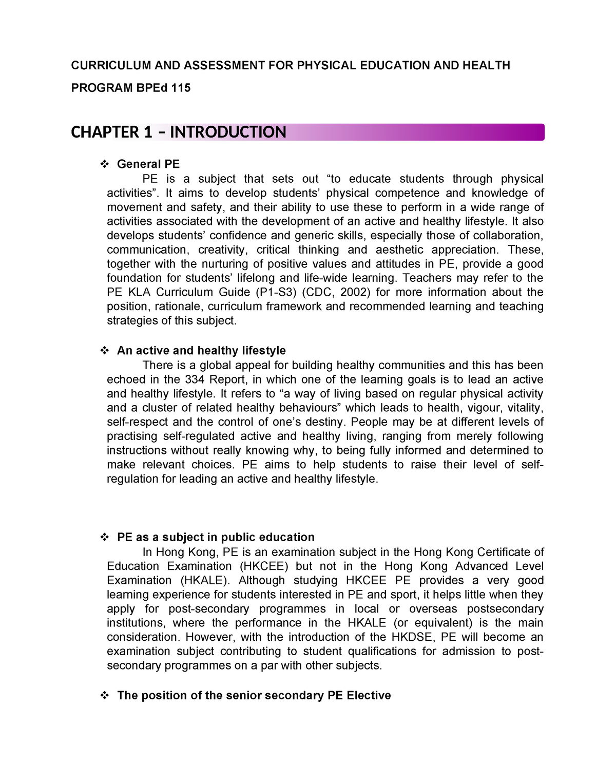 Module BPEd-115-final - CURRICULUM AND ASSESSMENT FOR PHYSICAL ...