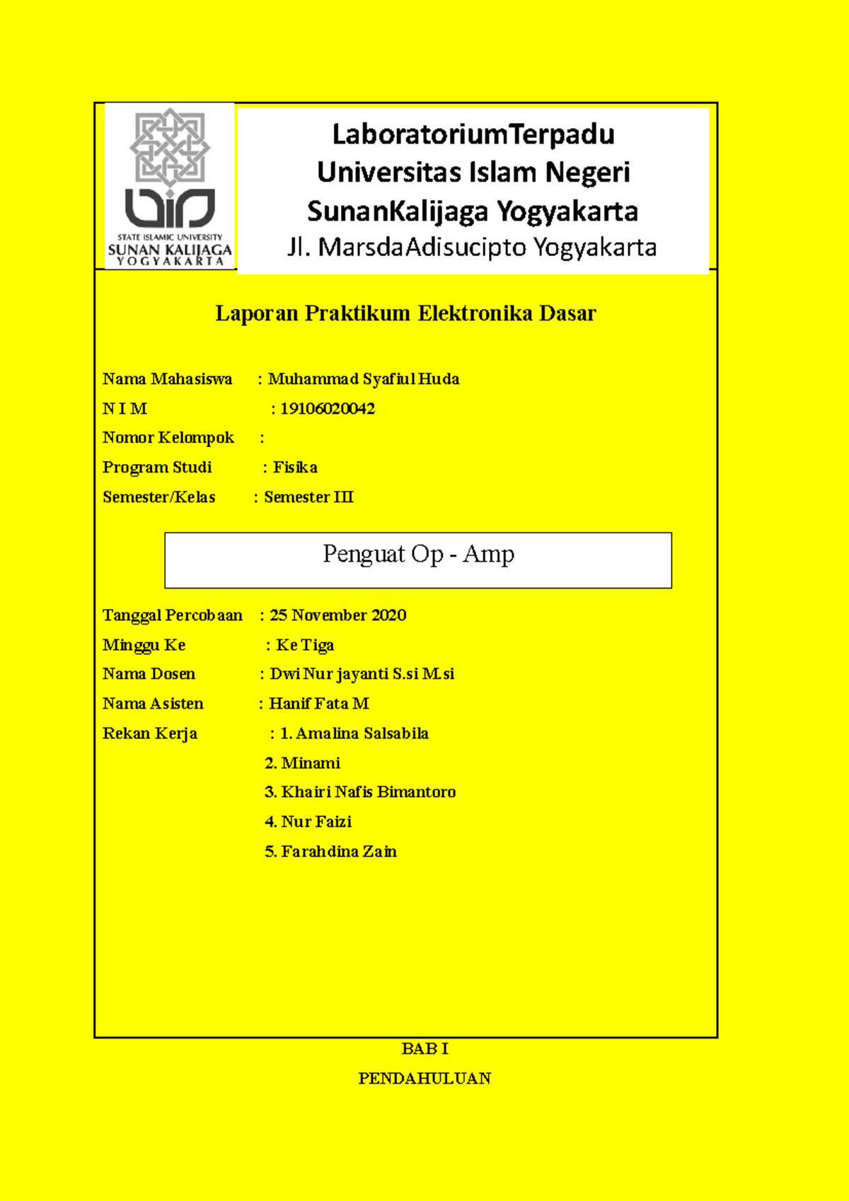 Praktikum Penguat Op-Amp - Laporan Praktikum Elektronika Dasar Nama ...