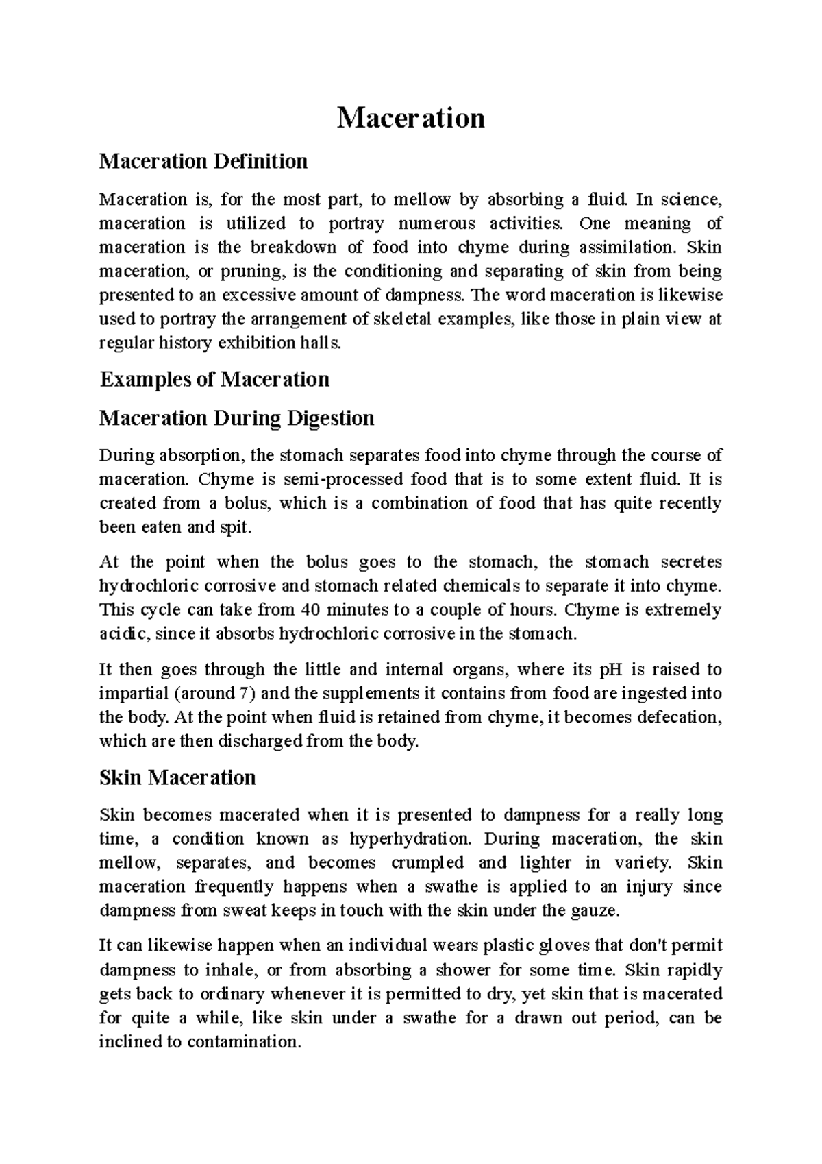 Maceration Maceration Maceration Definition Maceration is, for the