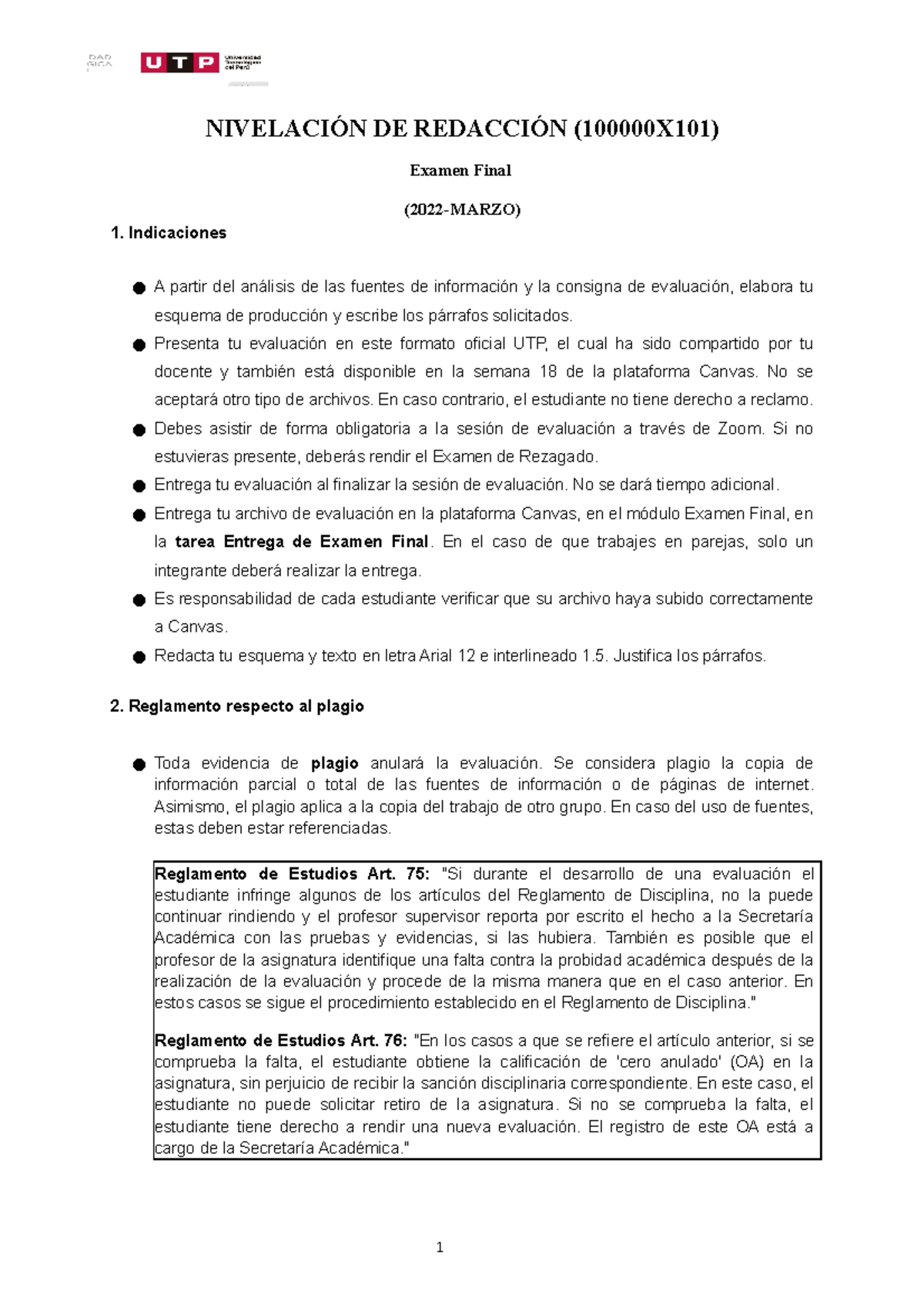 Examen+ Final+%28Formato+oficial+UTP%29+2022 - NIVELACIÓN DE REDACCIÓN ...