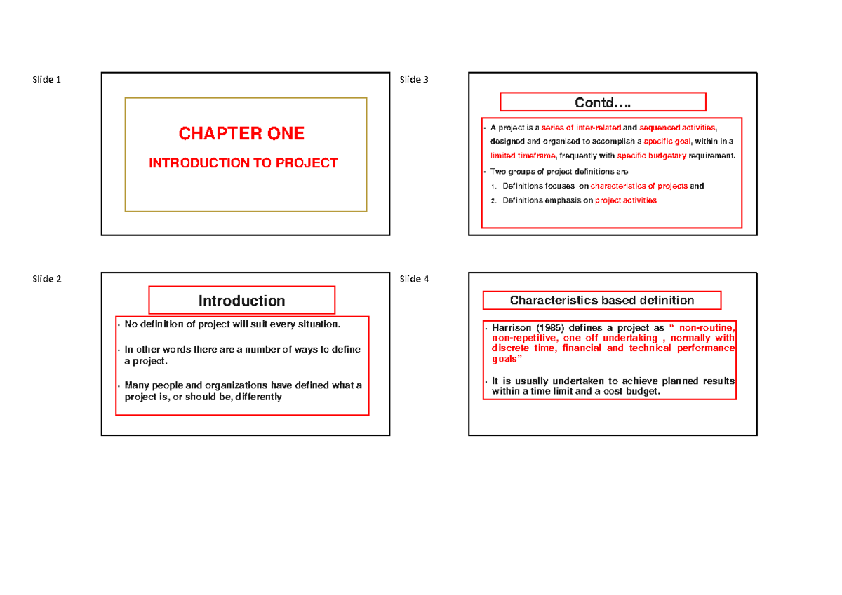 Chapter 1 - CHAPTER ONE INTRODUCTION TO PROJECT Slide 2 Introduction No ...